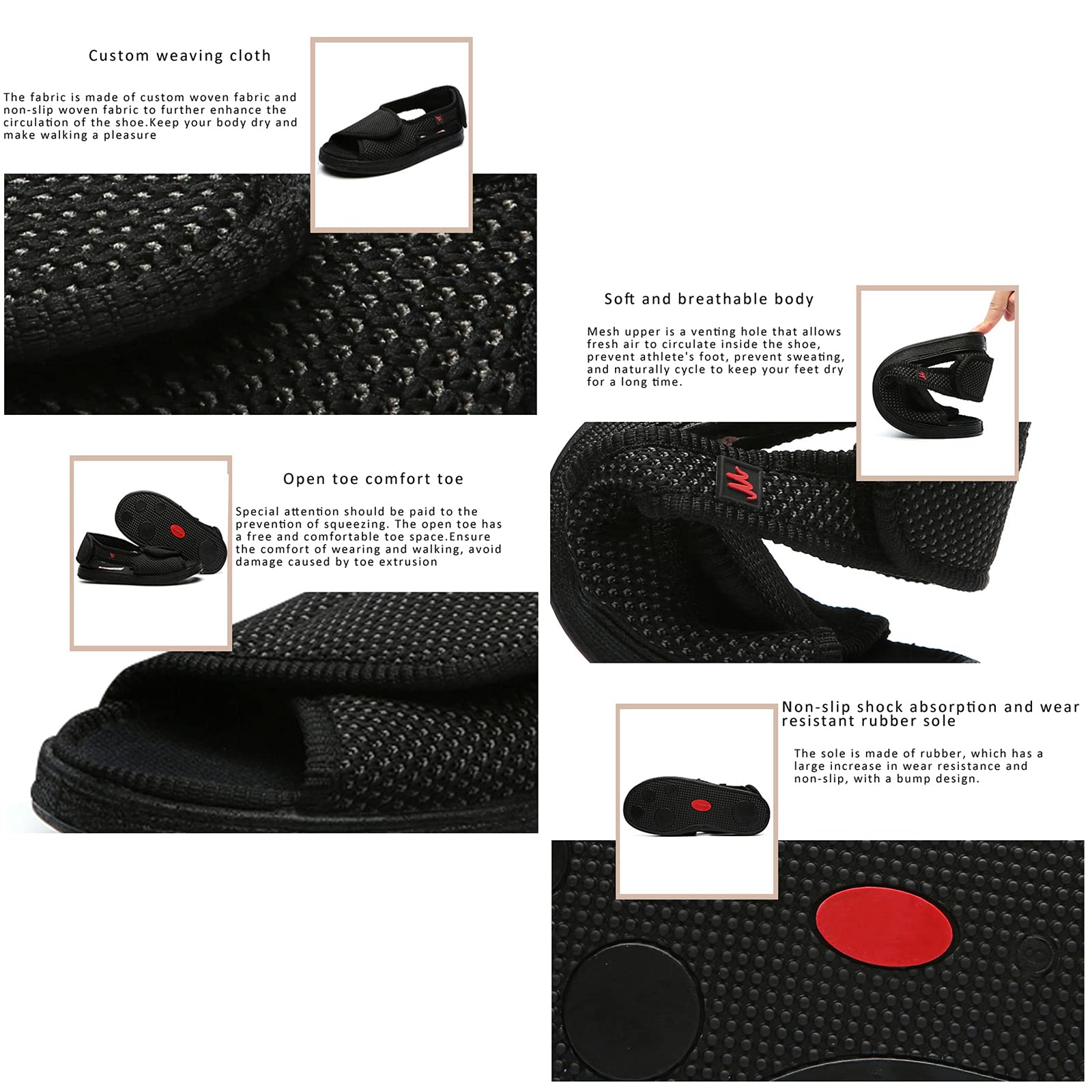 Women's Wide Width Diabetic Shoes - Adjustable Orthopedic Open Toe Slippers for Walking with Arthritis & Edema Relief | Comfortable Footwear for Swollen Feet & Diabetic Care