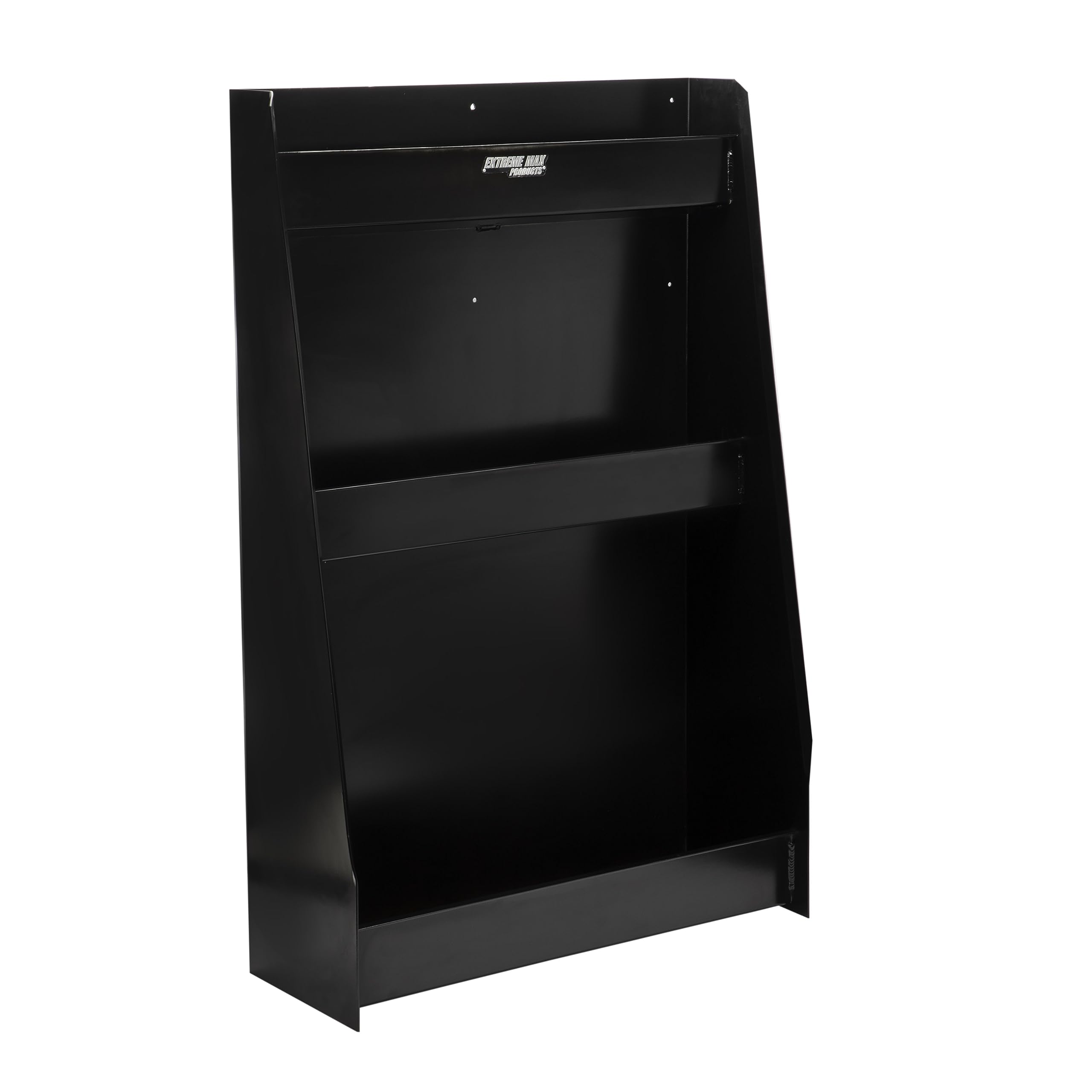 Extreme Max 5001.6117 Heavy Duty Wall-Mounted Aluminum 3-Tier Open Storage Cabinet - Black | Perfect for Race Trailers, Garages, Workshops, Enclosed Trailers & Toy Haulers | Space-Saving Organization for Tools, Parts & Equipment