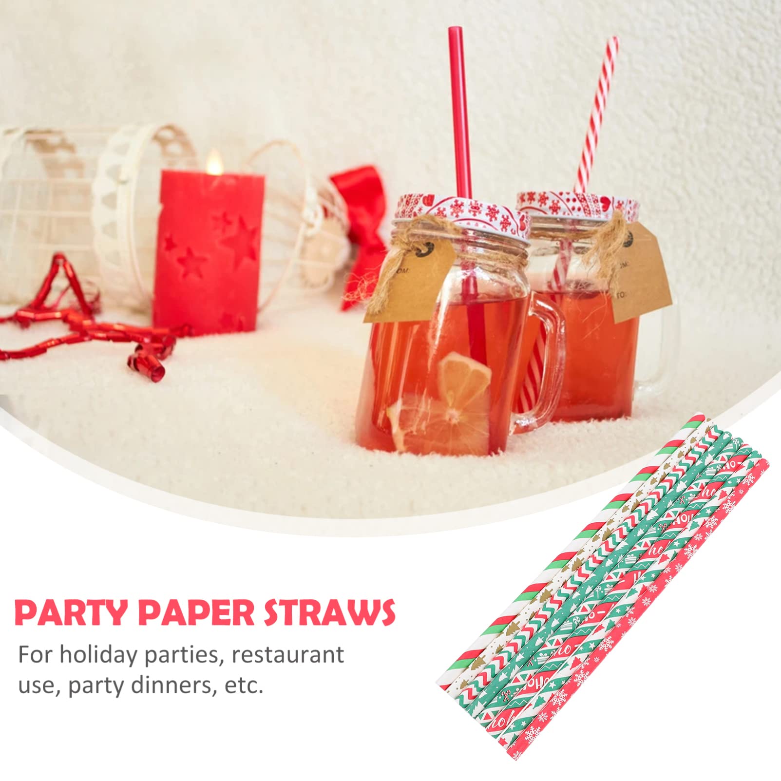 200pcs Christmas Paper Straws - Eco-Friendly Disposable Beverage Straws for Xmas Party, Holiday Drinks, Kids Banquet & Seasonal Celebrations | Red & Green Decorative Party Supplies