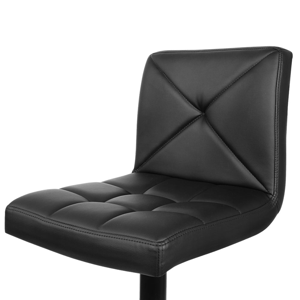 2 Pack Black Leather Bar Stools with Gas Lift - Adjustable Height Kitchen & Dining Chairs for Counter, Island, or Pub - Modern Home Decor & Seating Solution