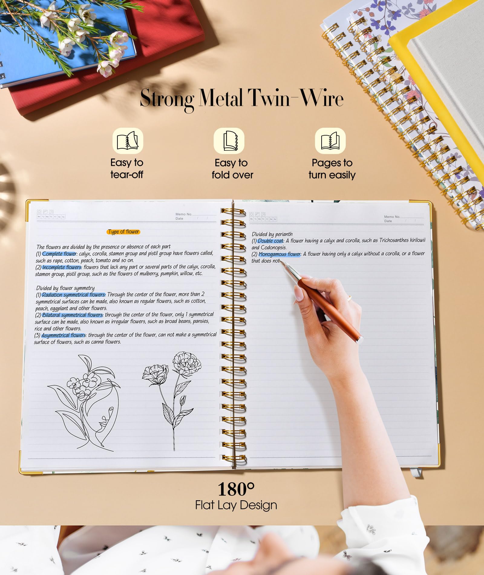 Aesthetic Spiral Notebook Journal for Women - 200 Pages Lined Notebook 8.5