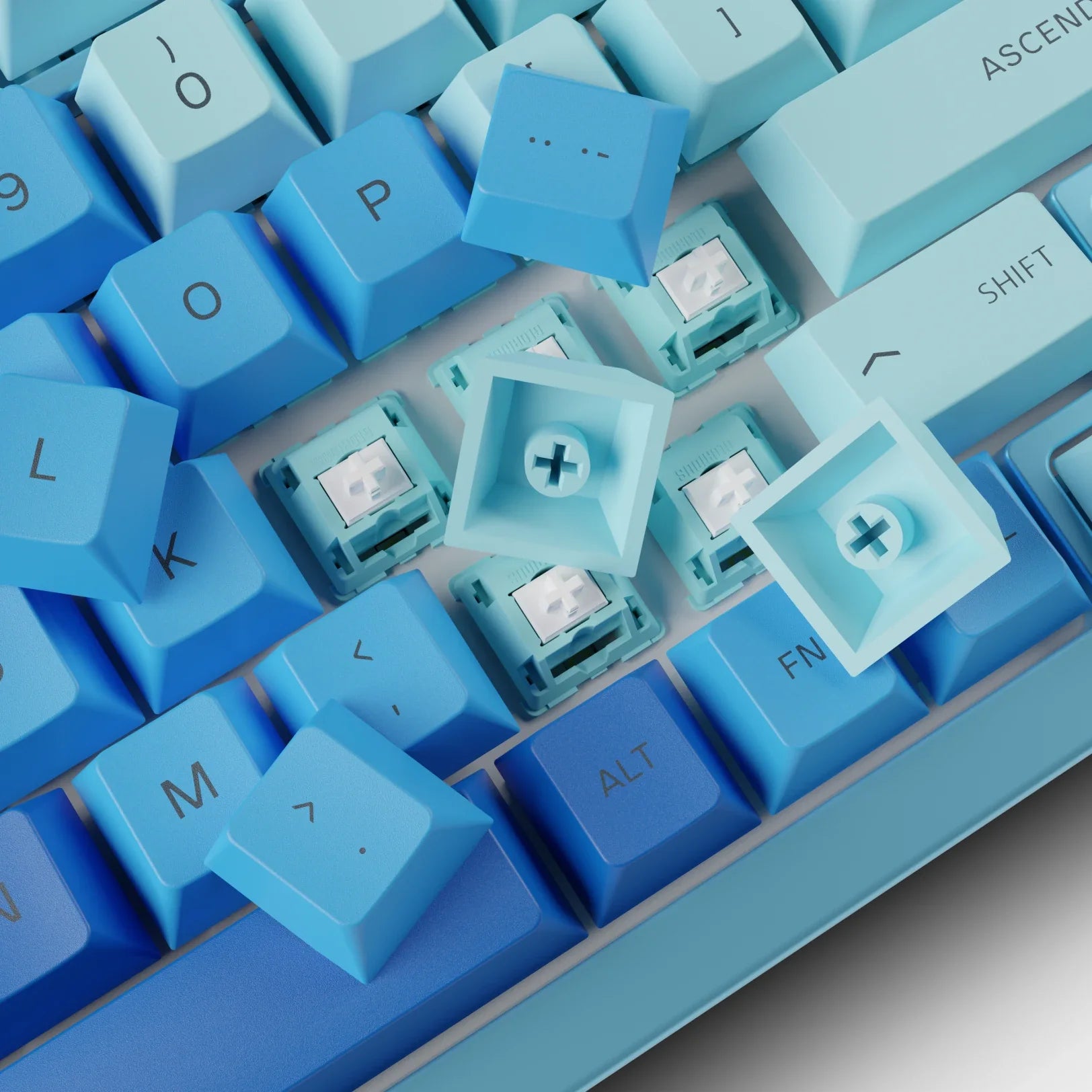 Glorious GPBT ANSI Sublimated Mechanical Keyboard Keycaps (Ocean) - 114 Keys PBT Double Shot Keycap Set for Gaming & Typing - Compatible with 60% 65% 75% 80% 100% Mechanical Keyboards - Perfect for PC, Mac, RGB Backlit Keyboards & Office Work
