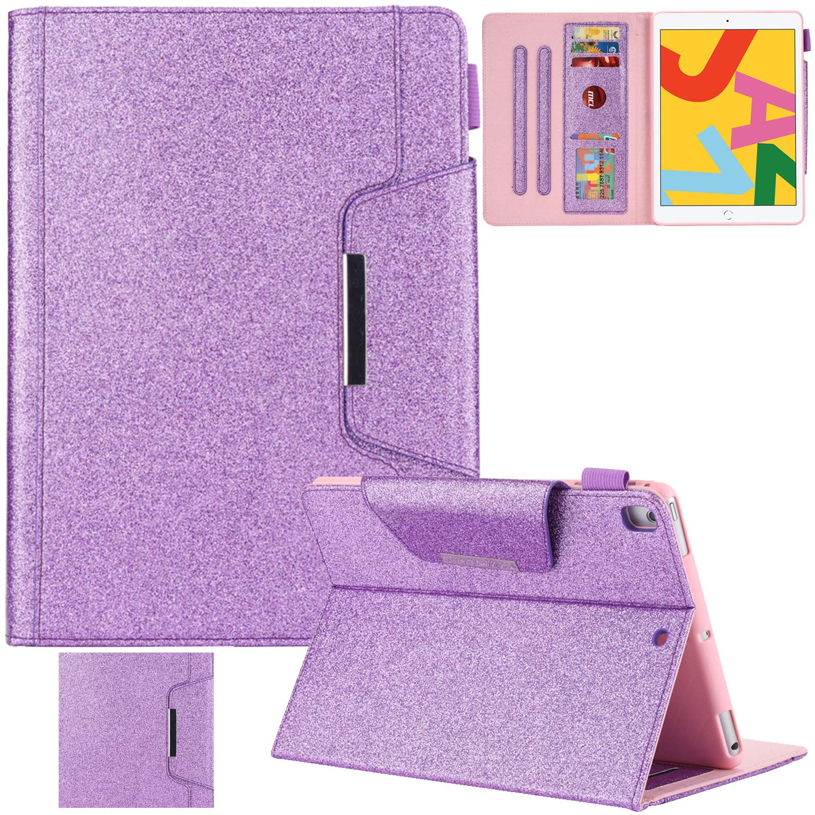 Slim Folio Protective Case for iPad 10.2 Inch (2021/2020/2019 9th/8th/7th Gen) - Adjustable Stand, Auto Sleep/Wake, Card Slots - Purple | Perfect for Work, Study & Travel