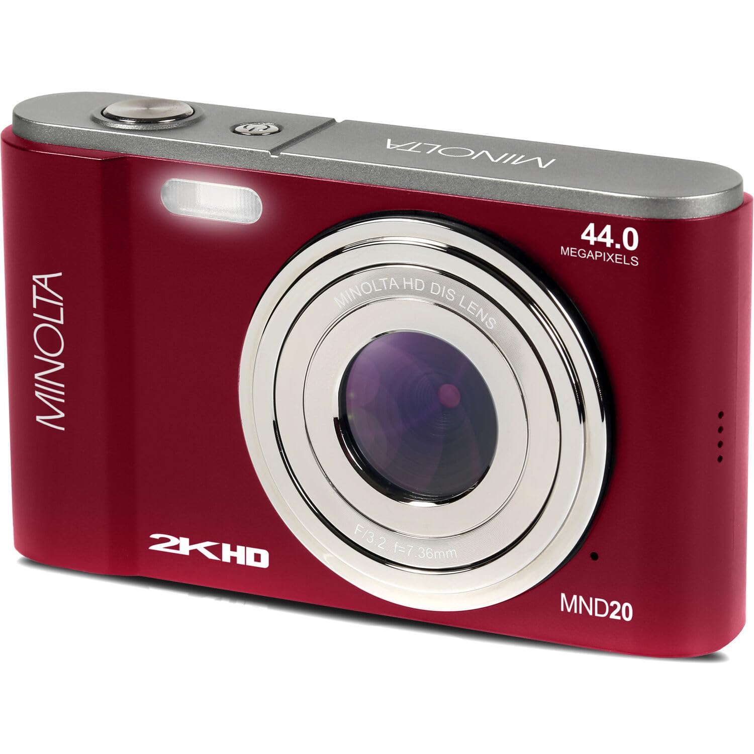 Minolta MND20 44MP 2.7K Ultra HD Digital Camera (Red) - Perfect for Travel, Vlogging & Photography Enthusiasts