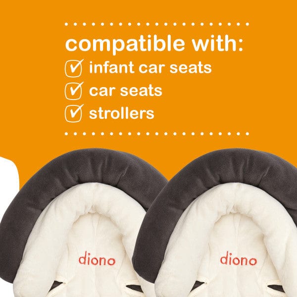 Diono 2-Pack Baby Head Support Pillows - Soft Grey & Ivory for Car Seats, Strollers & Travel - Comfortable & Safe for Newborns & Infants