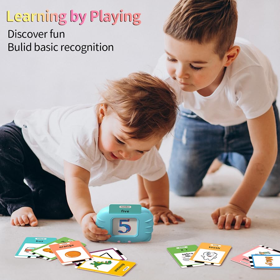 Spanish English Bilingual Learning Toys - Educational ABC Talking Flash Cards with 520 Sight Words, Autism Sensory Toys for Toddlers Ages 2-6, Perfect Easter/Xmas/Birthday Gift, Blue - Ideal for Home, Classroom, and Travel Use