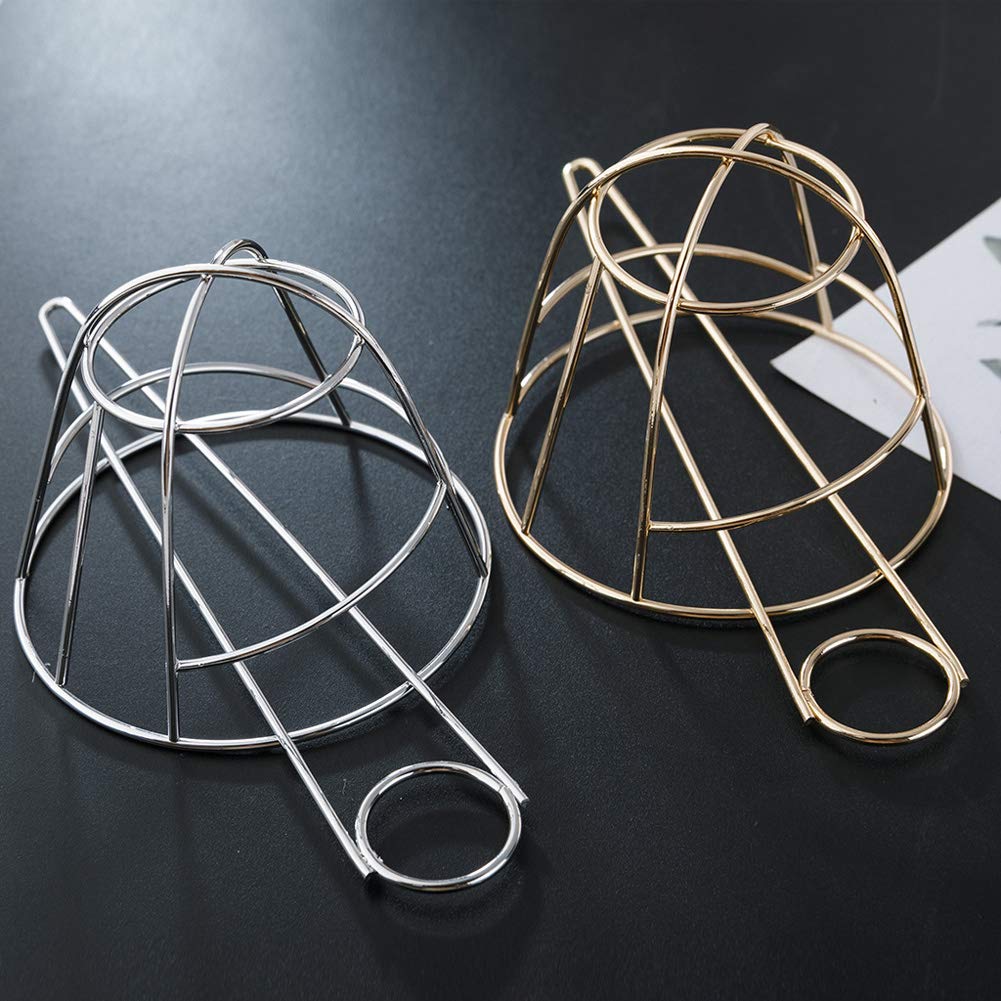 French Hair Bun Cover Cap Holder - Creative Hair Cuff, Stick & Pin - Bowl-Shaped Hollow Hair Clip for Women's Updo (Silver) | Perfect for Weddings, Parties & Everyday Elegant Styles