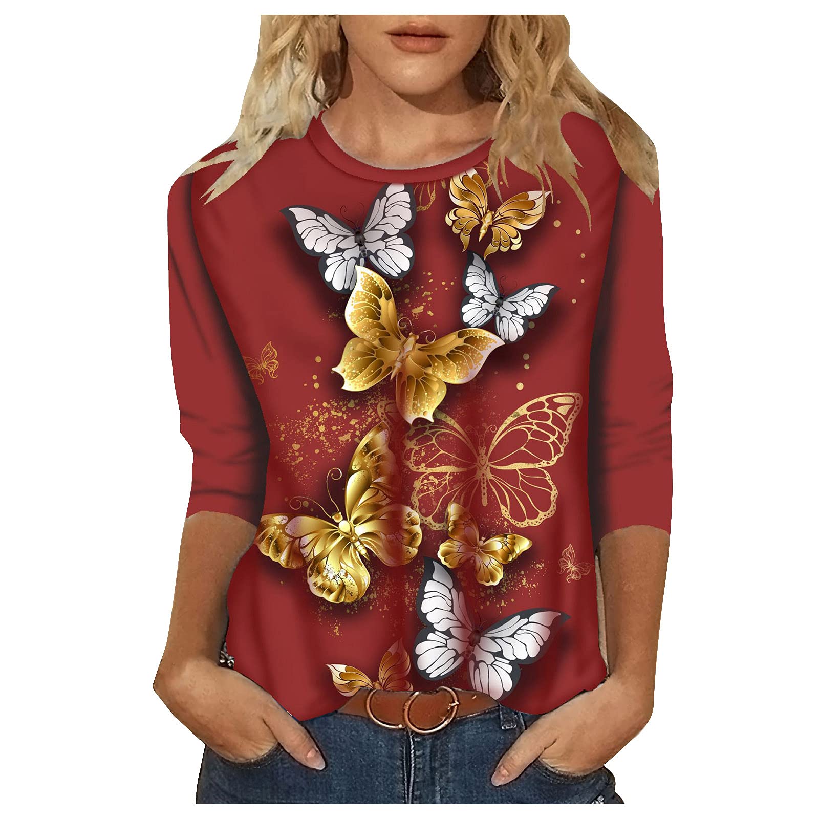 Women's Slim Ribbed Knit Crewneck Lace Long Sleeve Blouse - Elegant Fall Tops for Women | Perfect for Office Wear, Date Nights & Casual Outfits