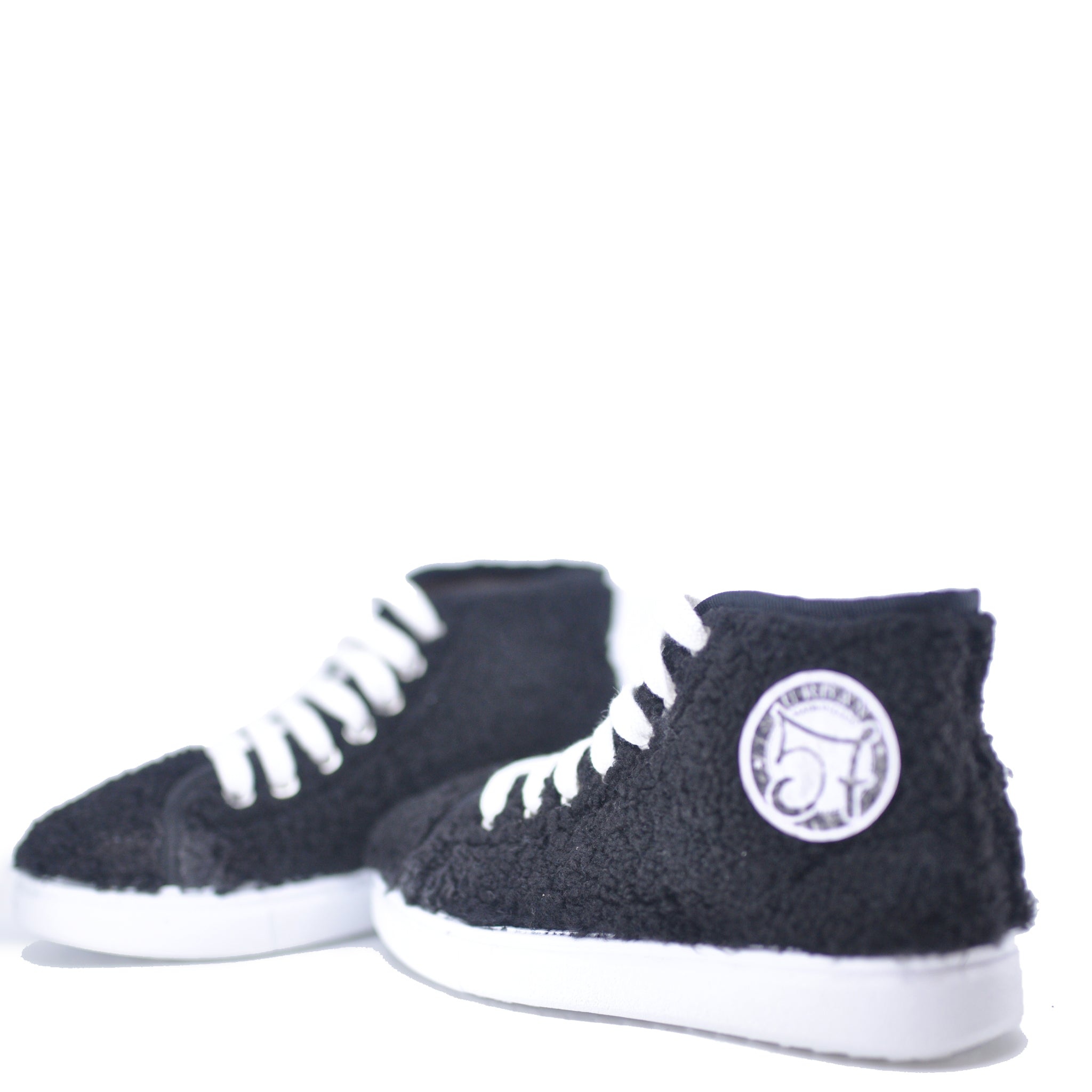 Black Shearling Hi-Top Sneakers for Women - Warm Winter Boots with Faux Fur Lining - Comfortable Casual Shoes for Cold Weather, Snow, and Outdoor Activities