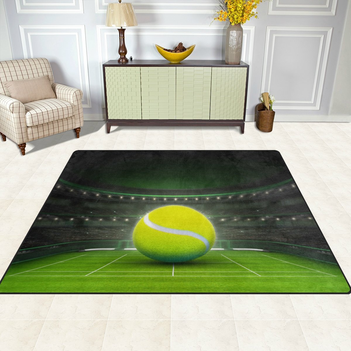 ALAZA Tennis Ball Design Court Sport Area Rug - 5'3