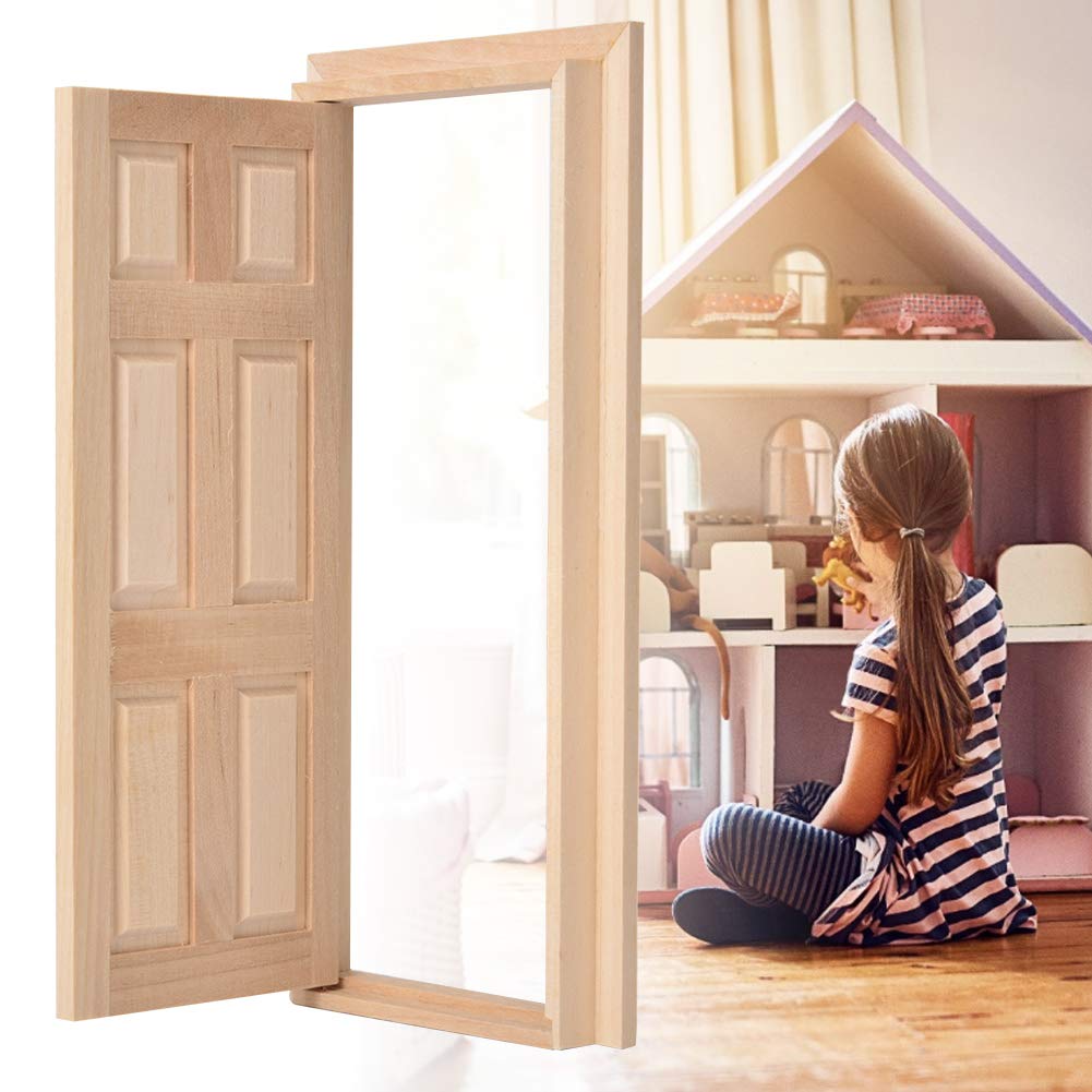AYNEFY 1:12 Scale Mini Wooden Dollhouse Door & Window Frames - DIY Dollhouse Furniture Accessories for Realistic Home Decor & Creative Play Scenes