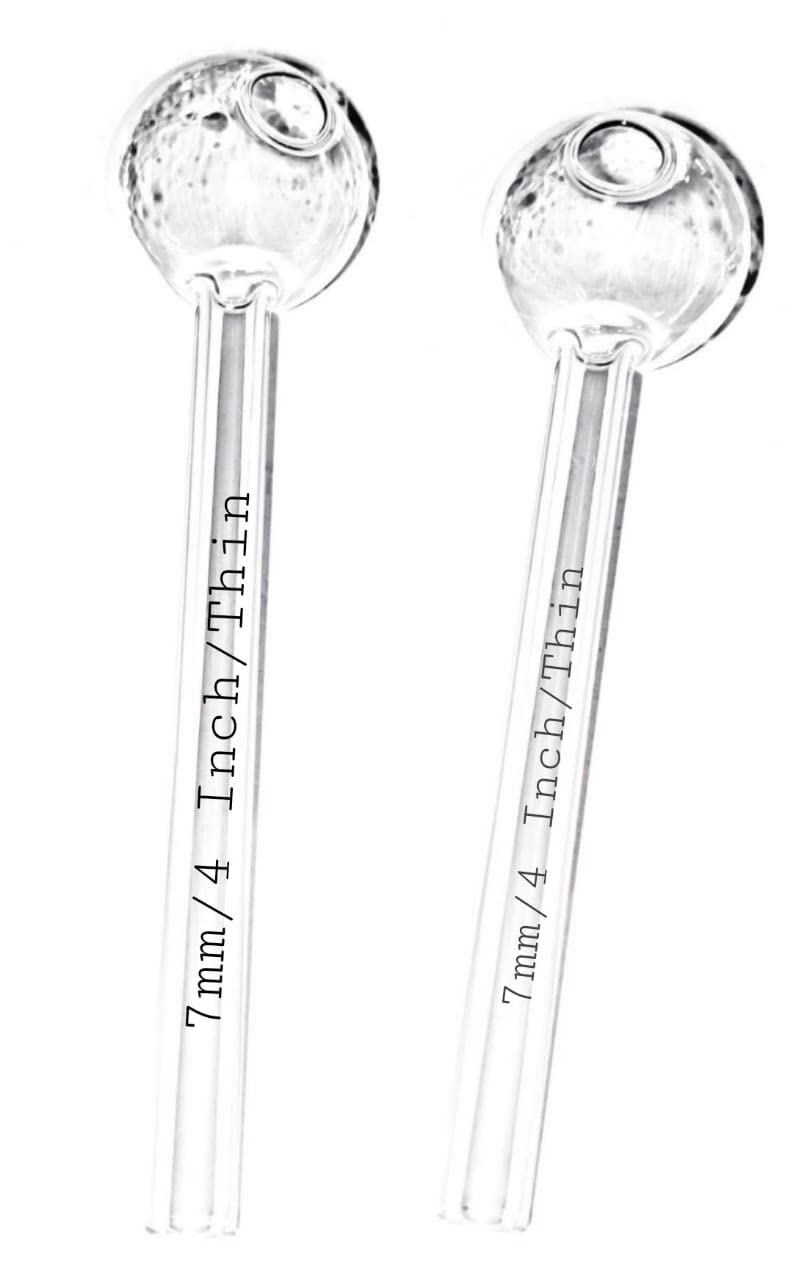 Newzenx® 4 Inch Clear Oil Crystal Pipe (7mm Thick) - 2 Piece Combo Pack with Velvet Pouch & Pipe Cleaner - Perfect for Essential Oils, Aromatherapy & Relaxation at Home