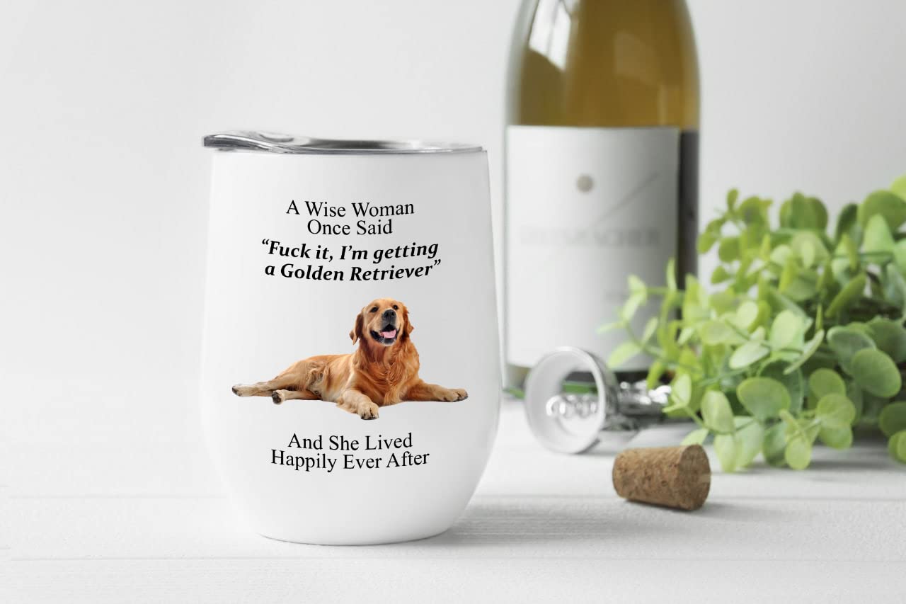 Funny Golden Retriever Wine Tumbler - 12oz Insulated Travel Wine Glass for Women, Best Gift for Dog Lovers - Perfect for Picnics, Parties & Relaxing at Home