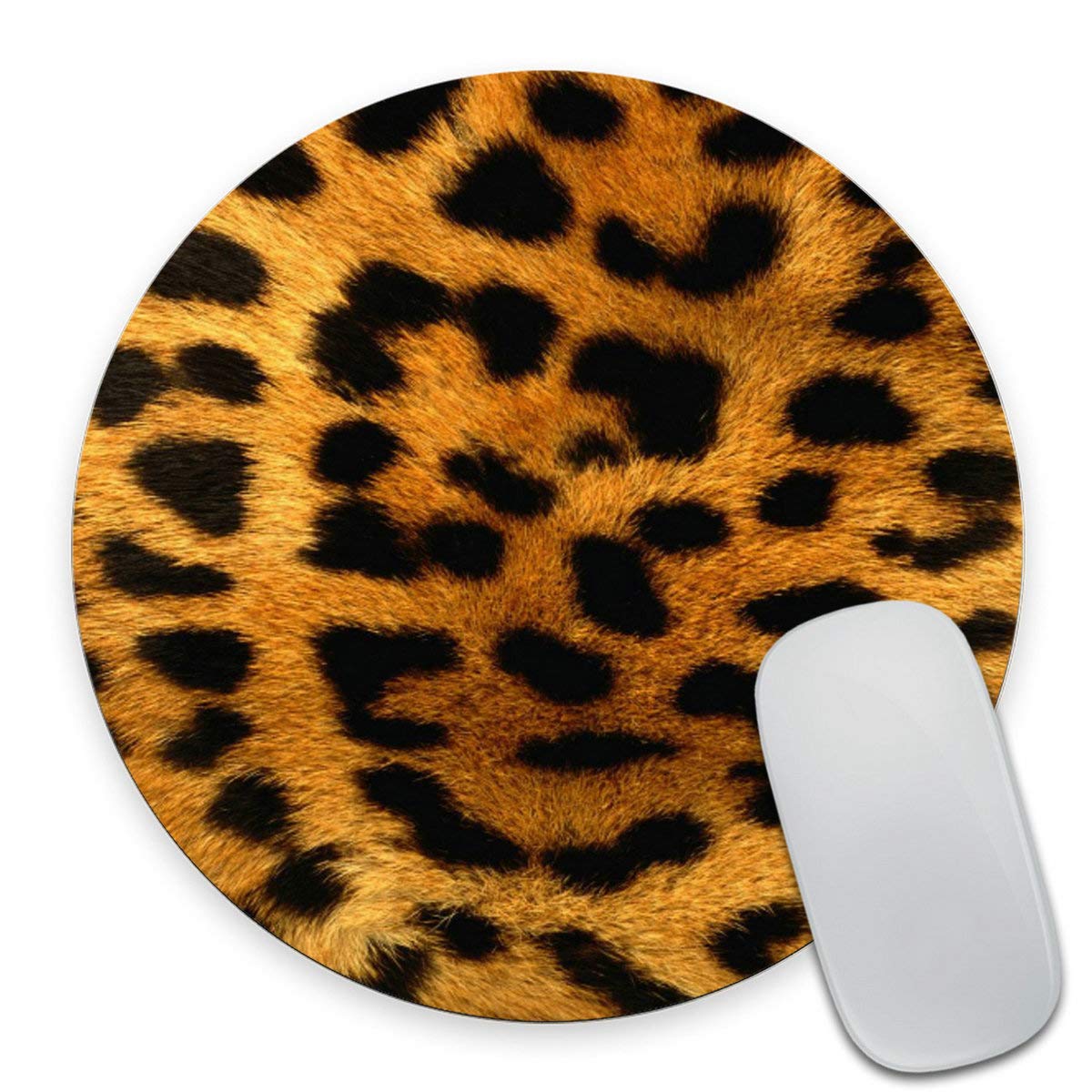 Smooffly Leopard Print Round Mouse Pad - Soft Non-Slip Animal Print Desk Mat for Office & Gaming - Stylish Circular Mousepad for Computer, Laptop & Workspace Decor (Home, Office, Gaming Setup)