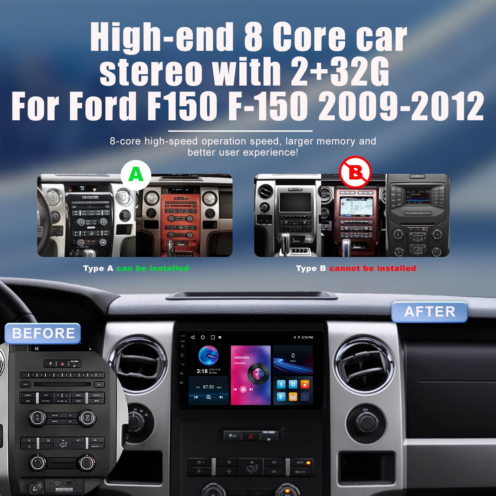 Ford F150 2009-2012 8-Core Car Stereo with Wireless CarPlay & Android Auto - 9