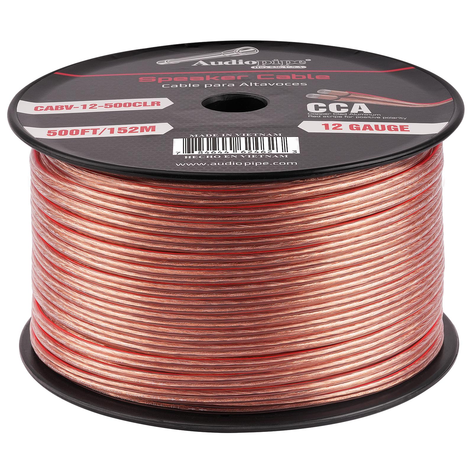 500FT 12AWG Speaker Cable - High Performance Oxygen-Free Copper Wire for Home Theater, Studio & Outdoor Audio Systems (CABV 12 500CLR) - Perfect for Surround Sound, PA Systems & Professional Installations