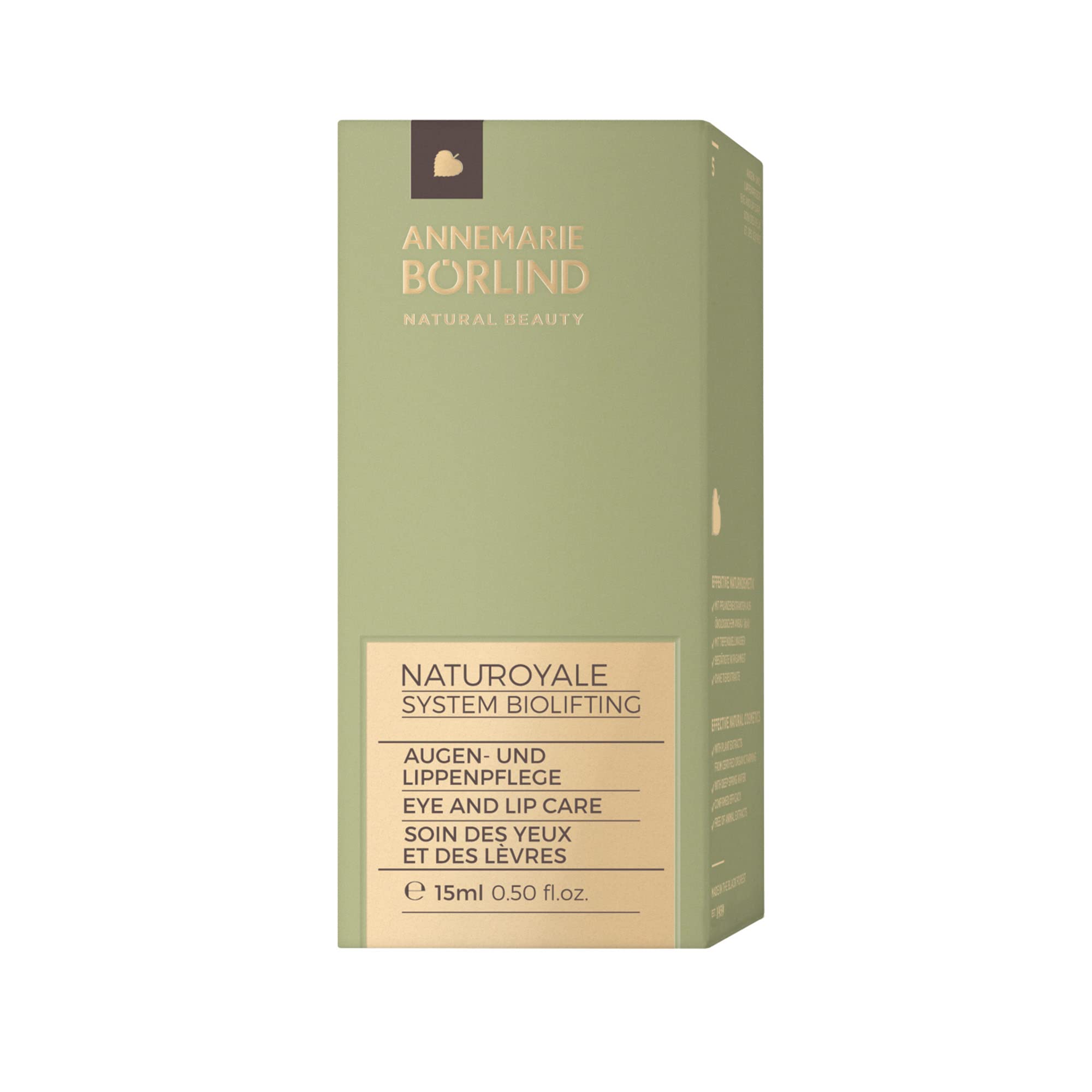 ANNEMARIE BÖRLIND NATUROYALE Eye & Lip Cream - Anti-Aging Treatment with Natural Antioxidants, Vitamin C & E, Jojoba Oil - Reduces Wrinkles, Brightens Dark Circles - 0.5 oz - Perfect for Morning & Night Skincare Routine