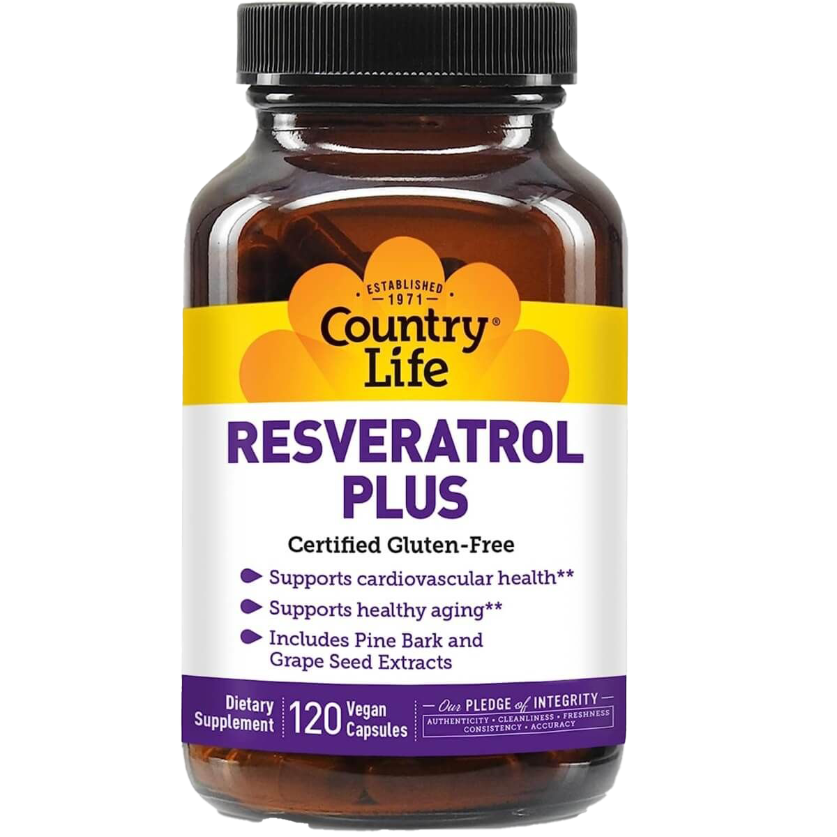 Country Life Resveratrol Plus 120 Vegan Capsules - Antioxidant Supplement for Heart Health & Anti-Aging - Supports Cellular Health & Vitality - Perfect for Daily Wellness Routine