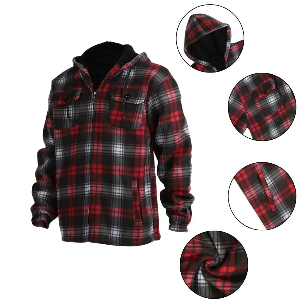 Men's Plaid Sherpa Lined Jacket - Warm Winter Flannel Shirt Jacket for Outdoor Activities & Casual Wear