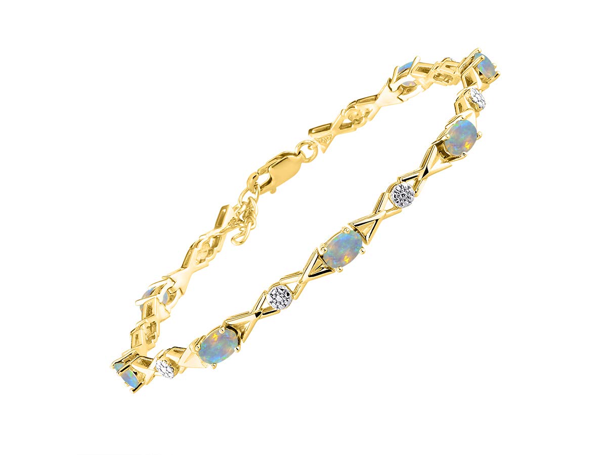 RYLOS XOXO Hugs & Kisses Tennis Bracelet for Women - Yellow Gold Plated Silver, Adjustable 7