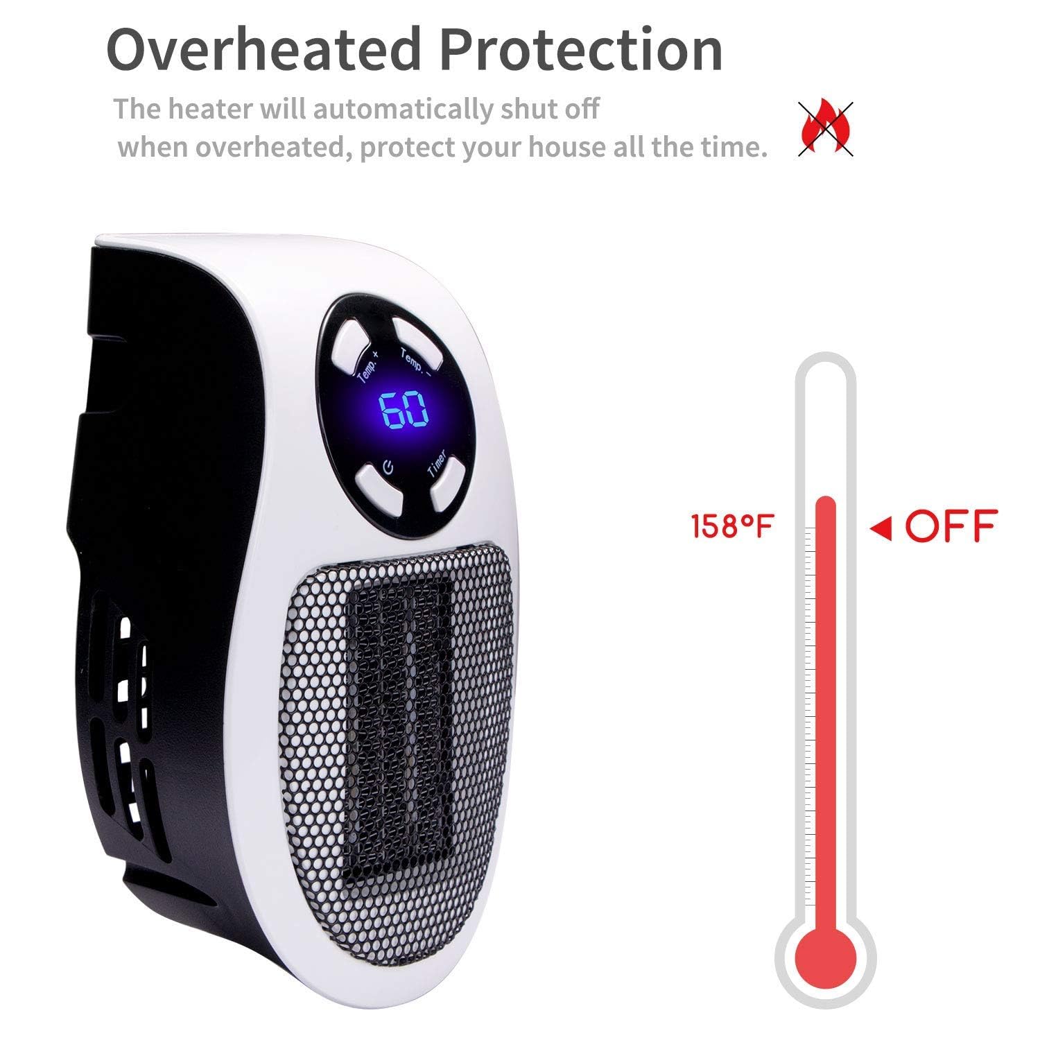 450W Programmable Space Heater with Remote Control - Adjustable Thermostat, Timer & LED Display - Compact Electric Heater for Office, Dorm Room (2 Pack) - Perfect for Winter Home & Workspace Heating