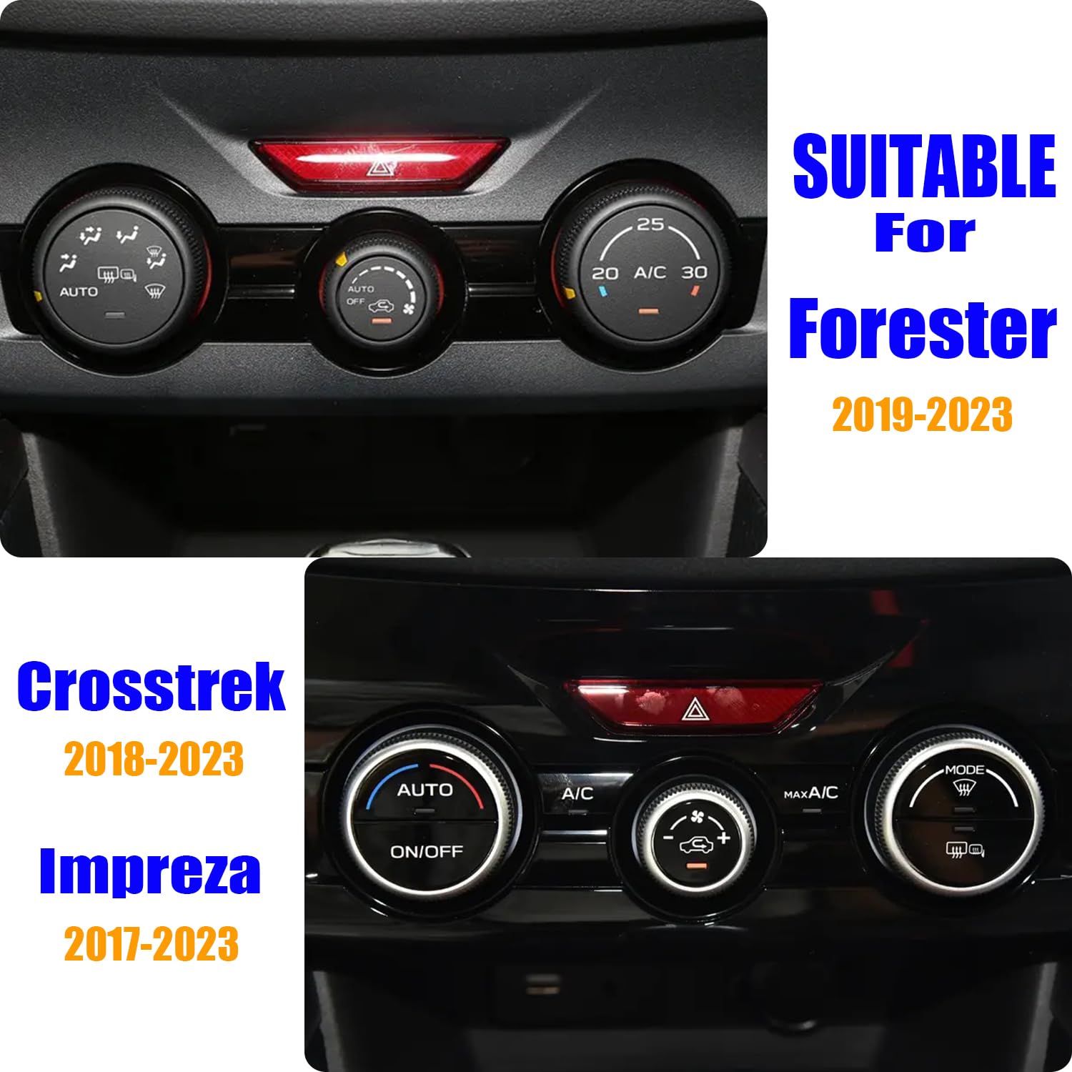 AC Switch Knob Ring for Subaru Forester 2019-2023, Crosstrek 2018-2023, Impreza 2017-2023 - 3PCS Blue Radio Control Switch Ring Accessories - Perfect for Interior Customization & Easy Climate Control Operation