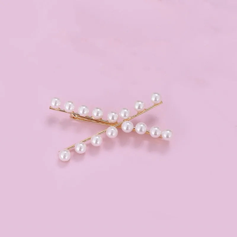Elegant Pearl Cross Hair Clip for Women - Trendy Decorative Hair Accessories for Girls, Perfect for Parties, Weddings & Special Occasions