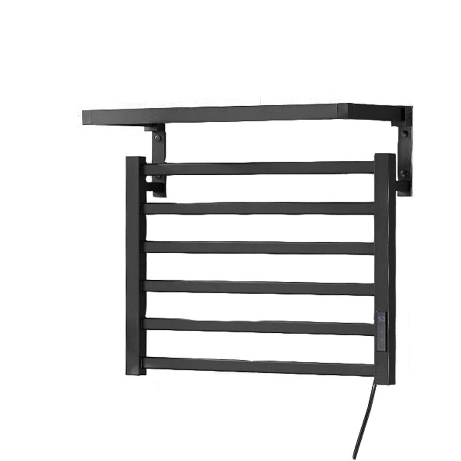 Electric Heated Towel Rack Wall Mounted - 58.5x77cm Black Bathroom Towel Warmer with Timer for Spa, Hotel & Home Use - Fast Drying & Energy Efficient Plug-in Design
