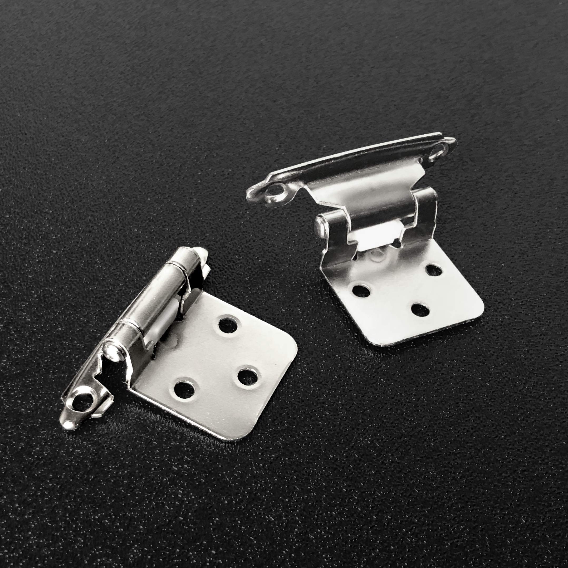 ANGSTROM 2-Pack 180-Degree Self-Closing Cabinet Hinges, Nickel Plated Surface-Mount Full Overlay Hinges for Kitchen Cabinets, Wardrobes & Furniture Installation