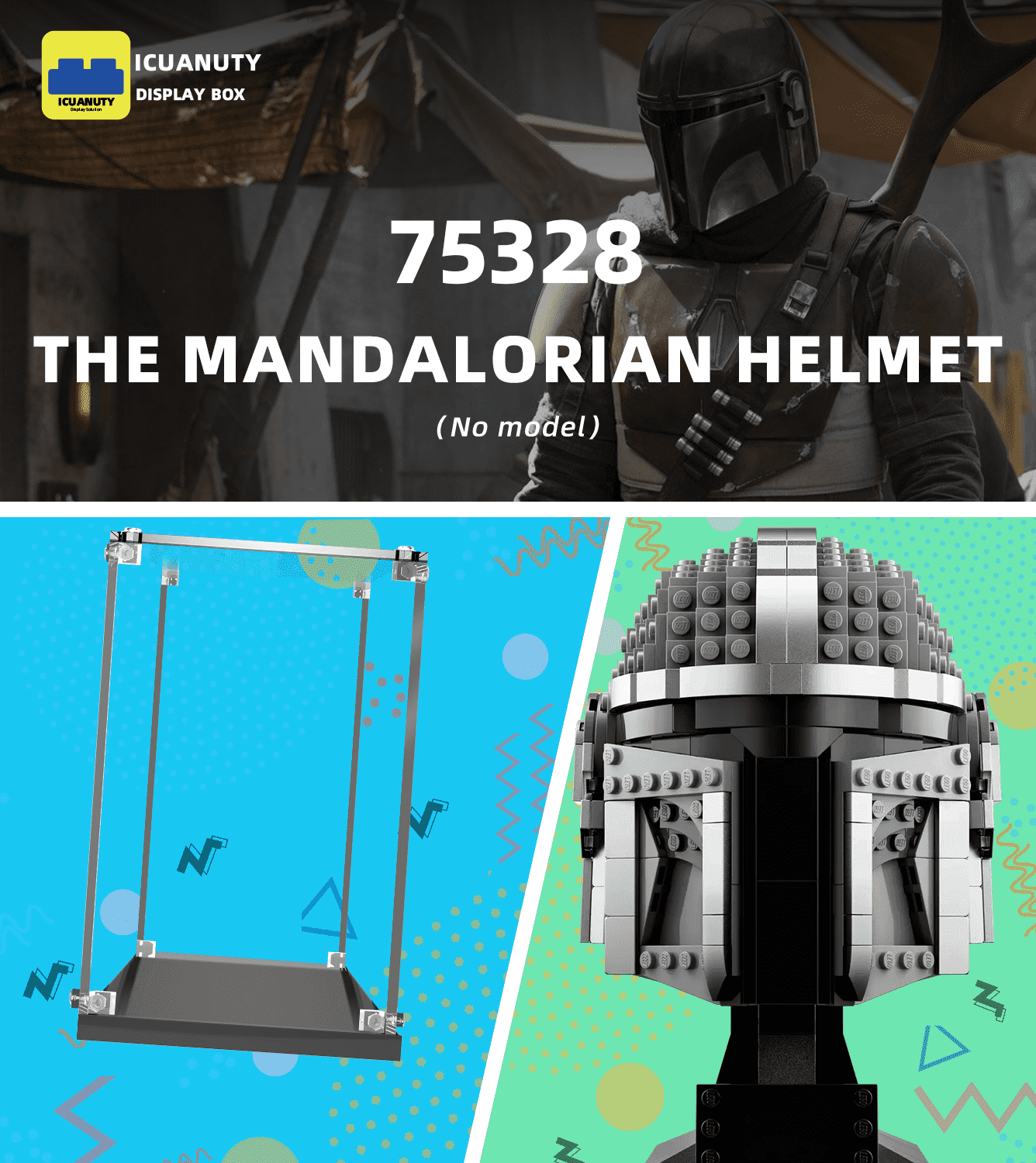 LEGO The Mandalorian Helmet 75328 Display Case - Clear Acrylic Showcase for Collectible LEGO Star Wars Sets | Perfect for Home Decoration, Office Display & Gift Giving