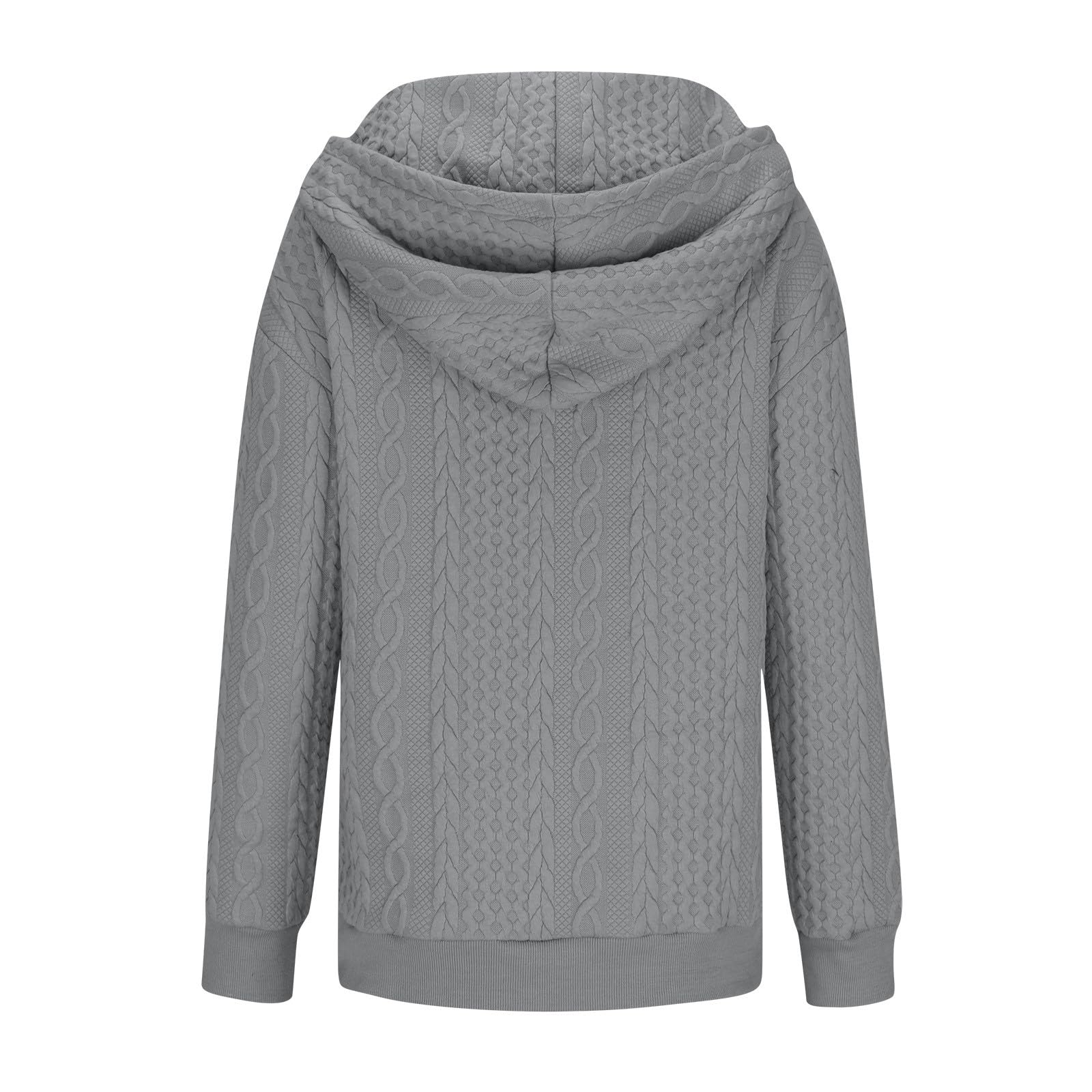 Women's Winter Waffle Hoodie - Loose Fit V-Neck Button Down Pullover Top with Long Sleeves | Solid Color Dressy Hooded Sweatshirt | Perfect for Casual Outings, Layering & Cold Weather Fashion