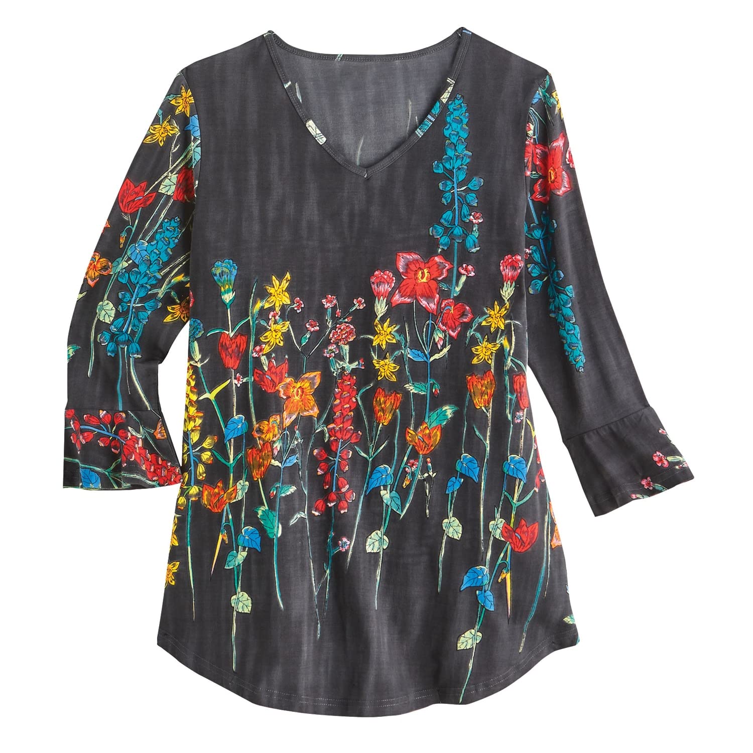 Elegant Garden Party Bell-Sleeve Tunic Dress for Women - Flowy Boho Chic Blouse for Outdoor Events, Brunch & Summer Gatherings