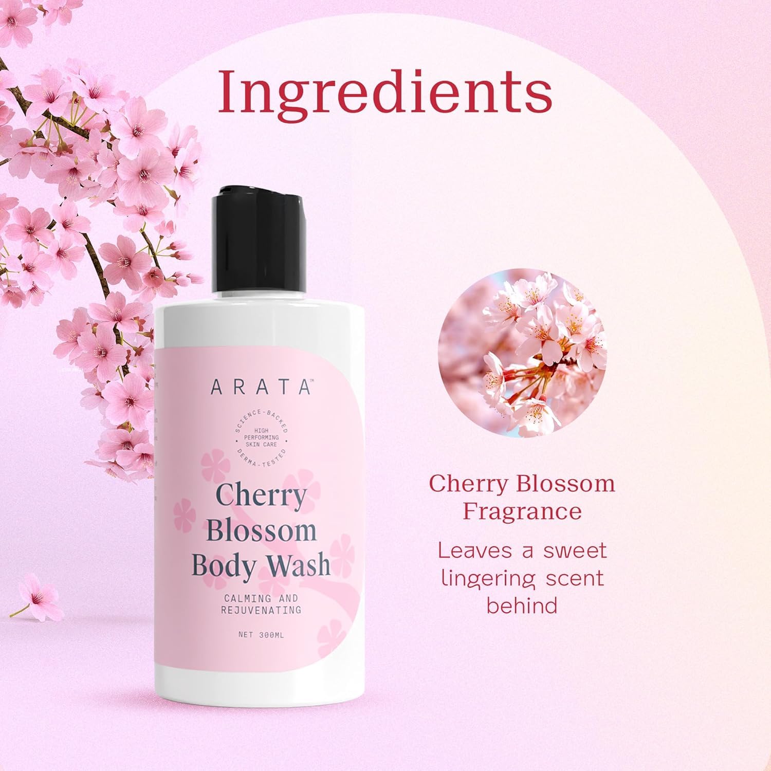 **Ar..ta Cherry Blossom Body Wash for Women & Men (10 Fl Oz) – Hydrating Shower Gel for Soft Skin, Gentle Cleansing & Nourishing Formula | Long-Lasting Floral Scent, Natural, Vegan & Cruelty-Free | Perfect for Daily Shower & Spa Relaxation**