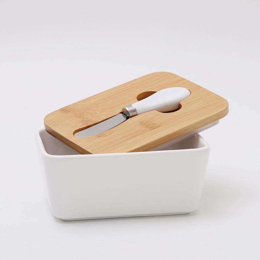 Ceramic Dish with Lid & Knife - Large Kitchen Container for Butter Sticks | Perfect Gift for Cooking Enthusiasts