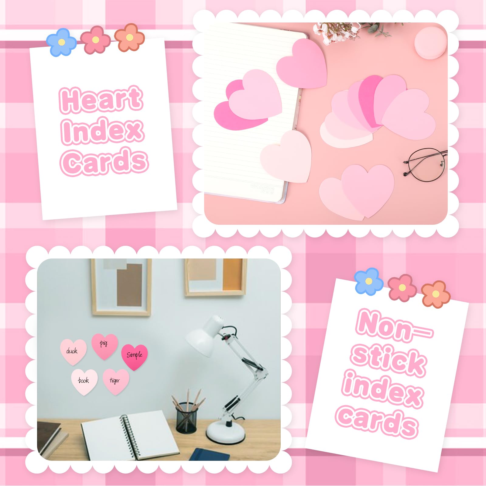 150 Pcs Pink Heart Index Cards - 3x3 Colored Note Cards, Blank Business Cards, Invitation Cards & Thank You Notes for School, Office, Learning & Party Games - Perfect for Study Notes, Business Networking & Event Invitations