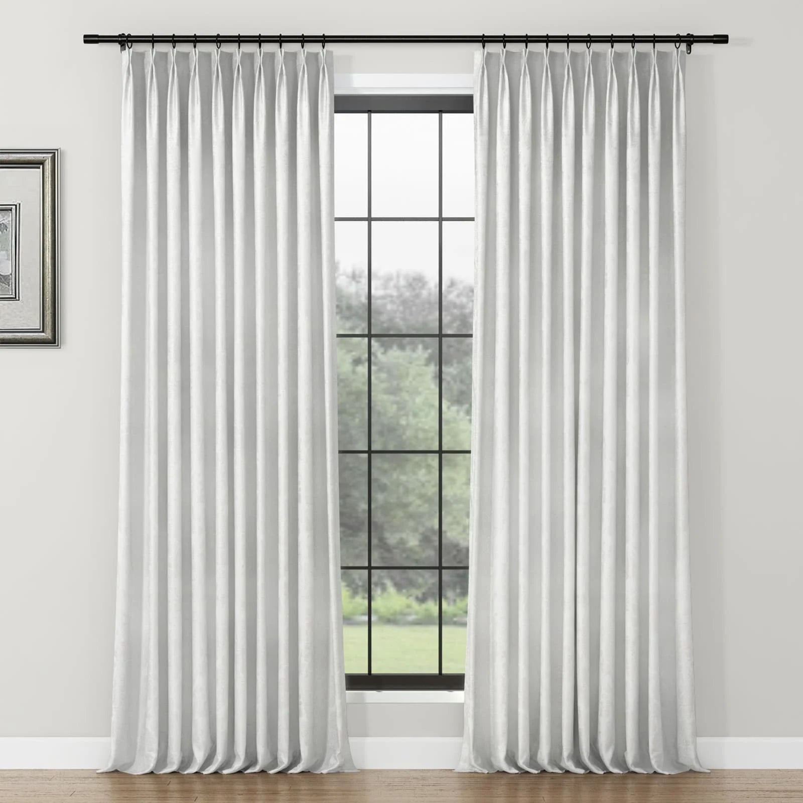 Lydia Plants Jacquard Curtain Pleated - Elegant Floral Print Blackout Drapes for Living Room, Bedroom & Nursery - Home Decor Window Treatments for Privacy & Light Control