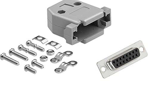 DB15 Female Solder Type Unshielded Plastic Hood Connector - High Quality 15-Pin D-Sub Port for Computer, Industrial Equipment & Electronics Projects | Perfect for DIY, Automation Systems & Network Installations