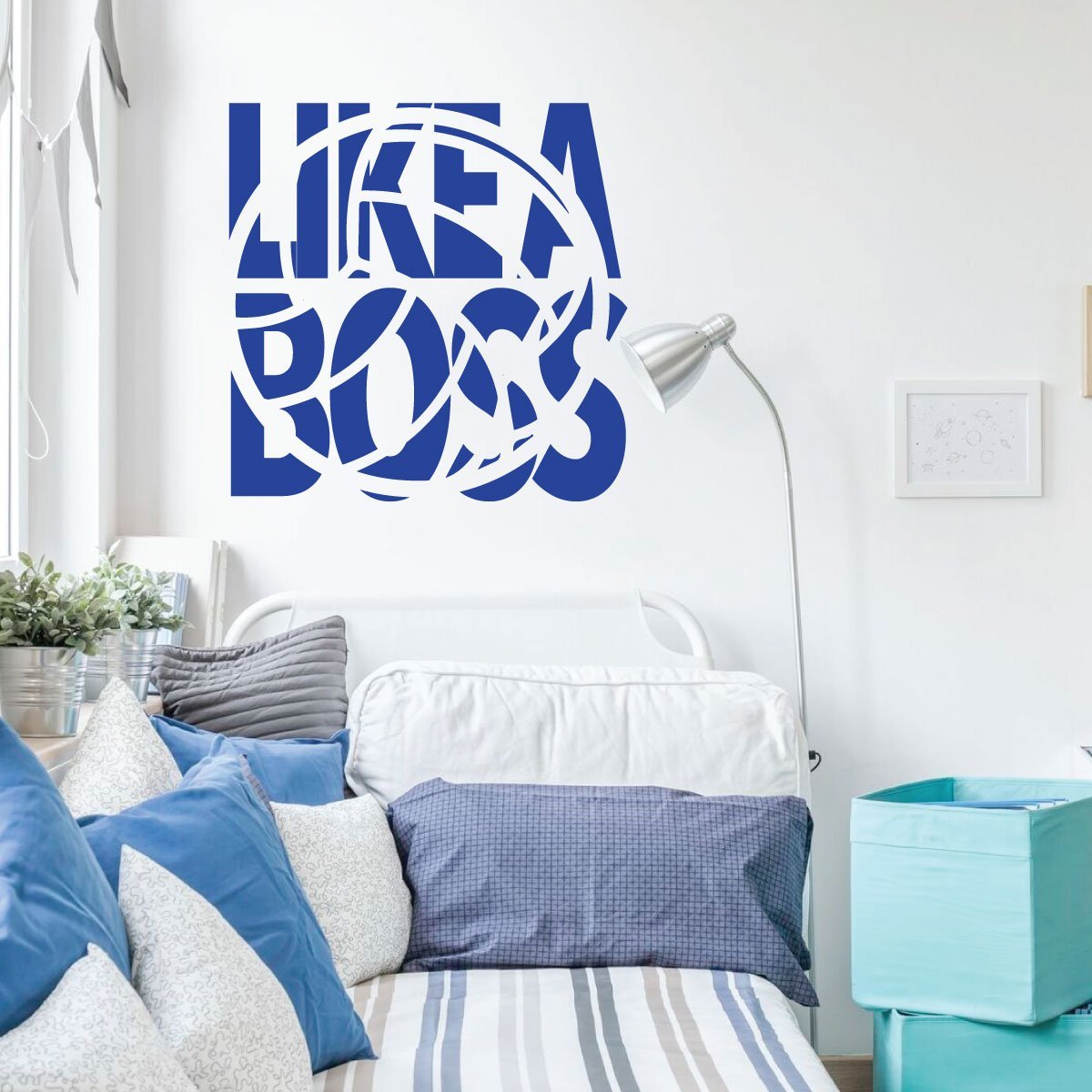 Volleyball Wall Decal - 'Like A Boss' Motivational Vinyl Art Sticker - Sports Room Decor for Bedroom, Playroom & Gym - Perfect for Volleyball Players & Fans