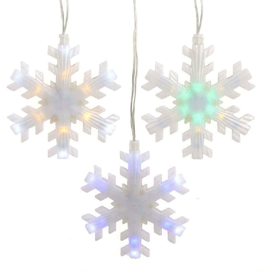 Kurt S. Adler 155-Light Color Changing LED Snowflake Icicle Christmas Lights - Indoor/Outdoor Holiday Decor for Home, Tree, and Winter Party Decoration