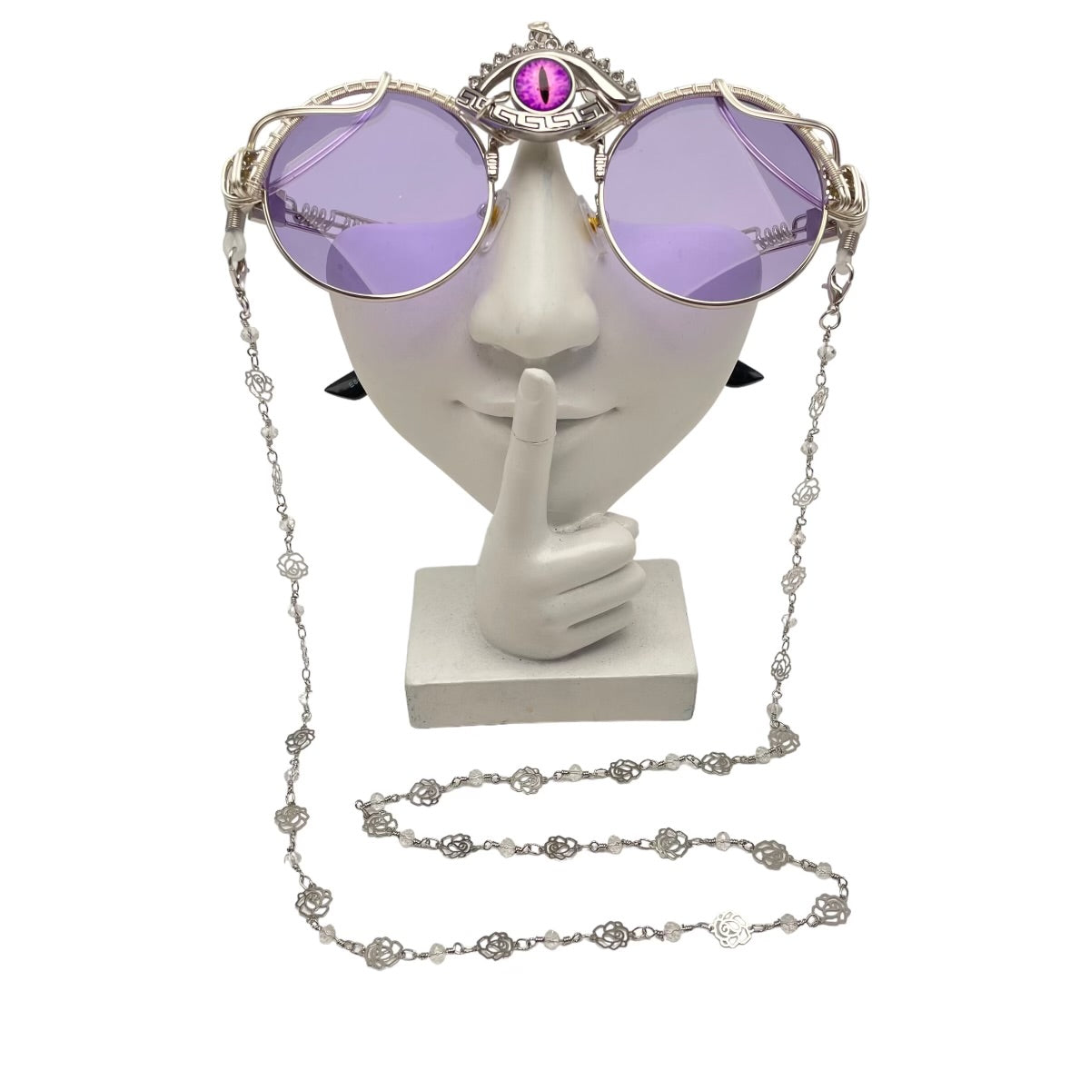 Silver Rose Sunglasses Chain - Stylish Eyeglass Holder for Women & Men - Perfect for Reading Glasses, Sunglasses & Eyewear Accessories | Great for Travel, Beach & Outdoor Activities