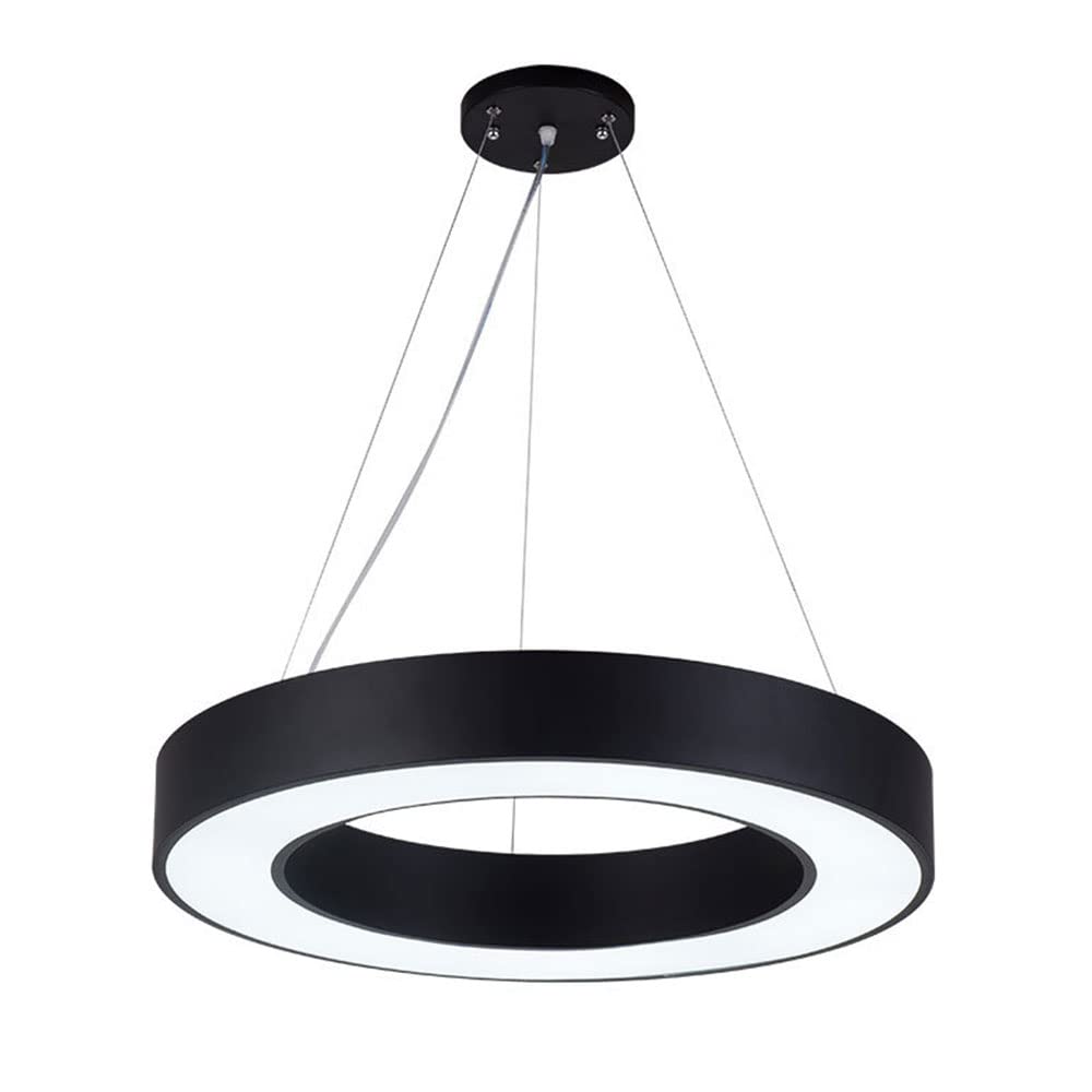 Simple Modern Pendant Lights - Nordic Style LED Chandelier with 3000K Warm Light, 48W Metal Lampshade & Hollow Ring Design for Kitchen Island, Dining Room, Bedroom, Hallway - Perfect for Cozy Dining Spaces & Contemporary Home Decor