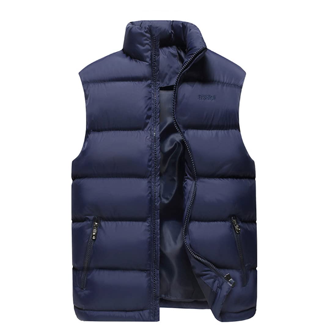 Men's Winter Sleeveless Down Vest - Warm Hooded Puffer Jacket with Zipper for Outdoor Work & Cold Weather Activities | Lightweight Insulated Waistcoat for Hiking, Camping & Daily Wear