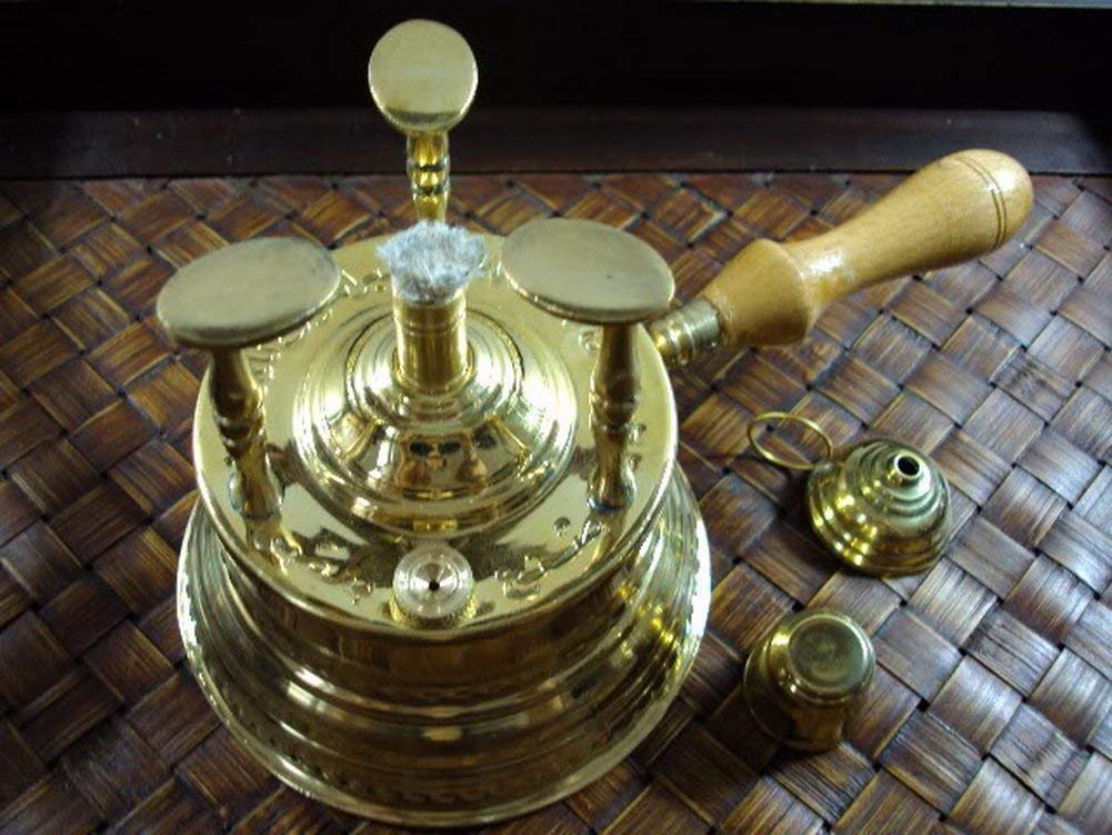 Authentic Turkish Coffee Maker - Arabian & Egyptian Style Brass Stovetop Pot with Alcohol Burner for Rich Brewing | Perfect for Home, Office & Traditional Coffee Ceremonies