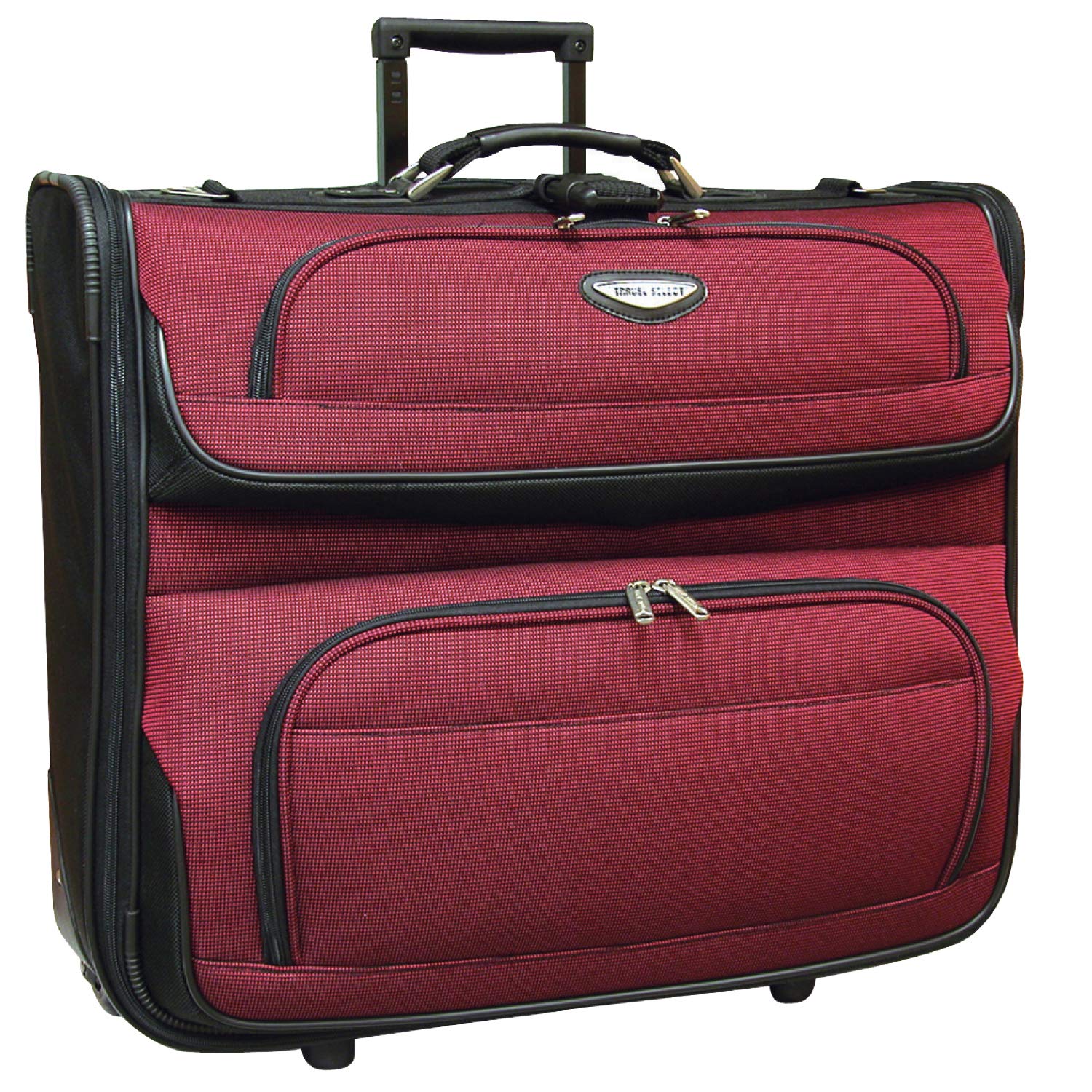 Travel Select Amsterdam Business Rolling Garment Bag - Red Carry-On Luggage for Suits & Dresses | Perfect for Business Trips, Weddings & Formal Travel
