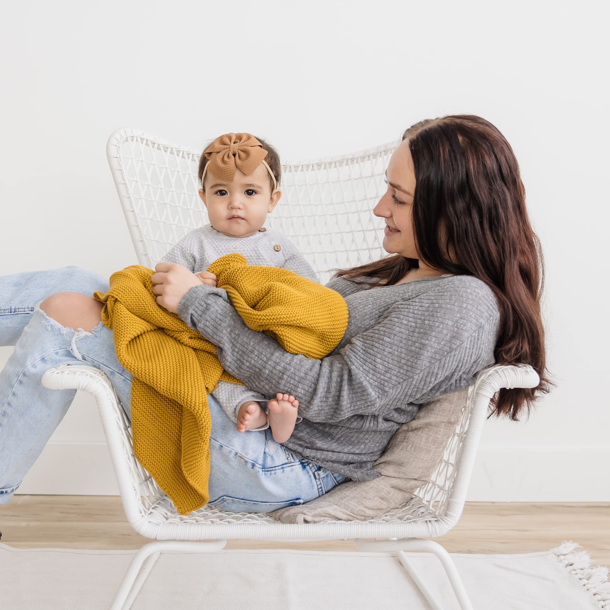 Natemia Knitted Baby Receiving Blanket - Ultra Soft Organic Cotton 30