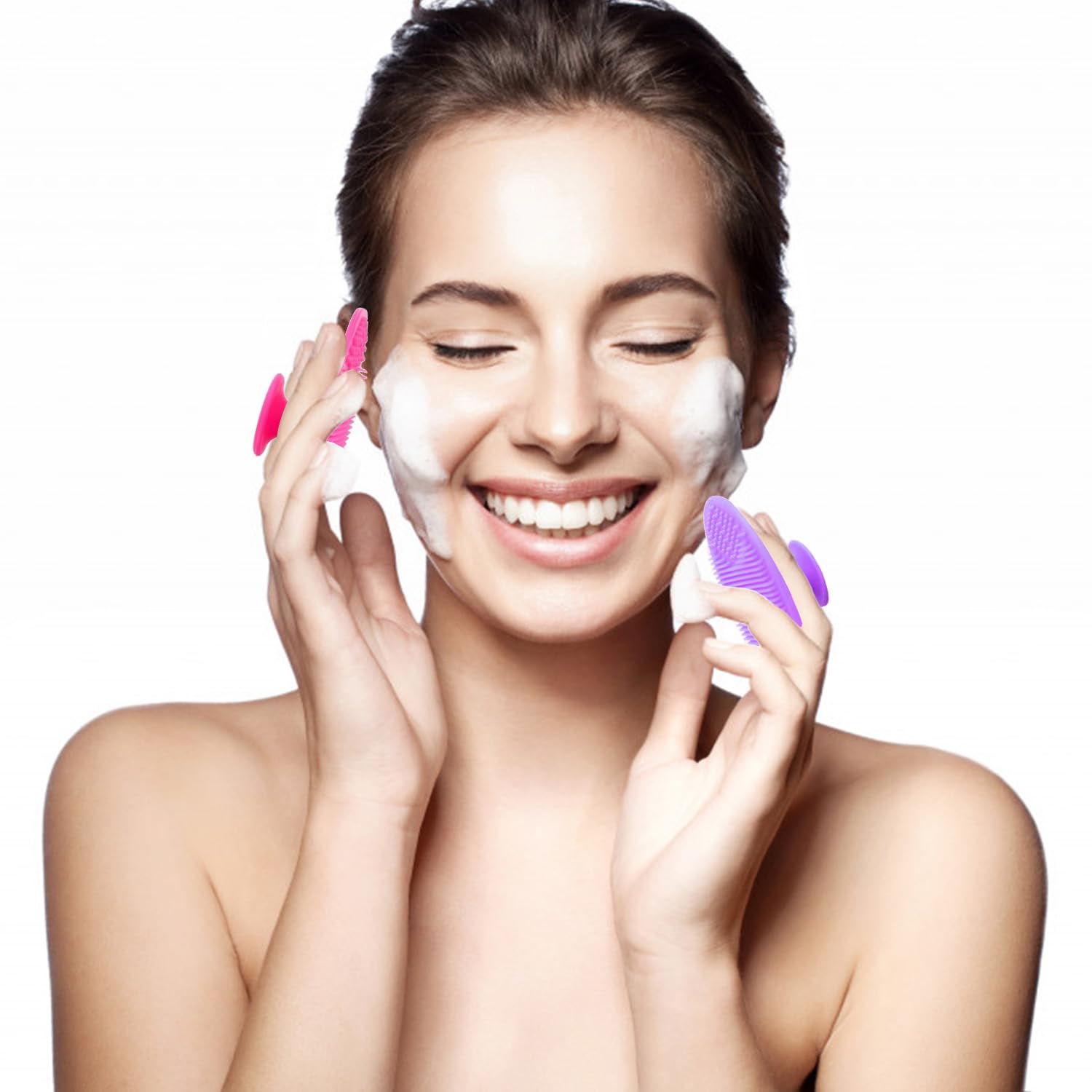 **Soft Silicone Facial Cleansing Brush - 4 Pack Exfoliator for Blackhead, Acne & Pore Deep Cleaning - Gentle Face Scrubber for Sensitive Skin - Perfect for Daily Skincare & Makeup Removal**