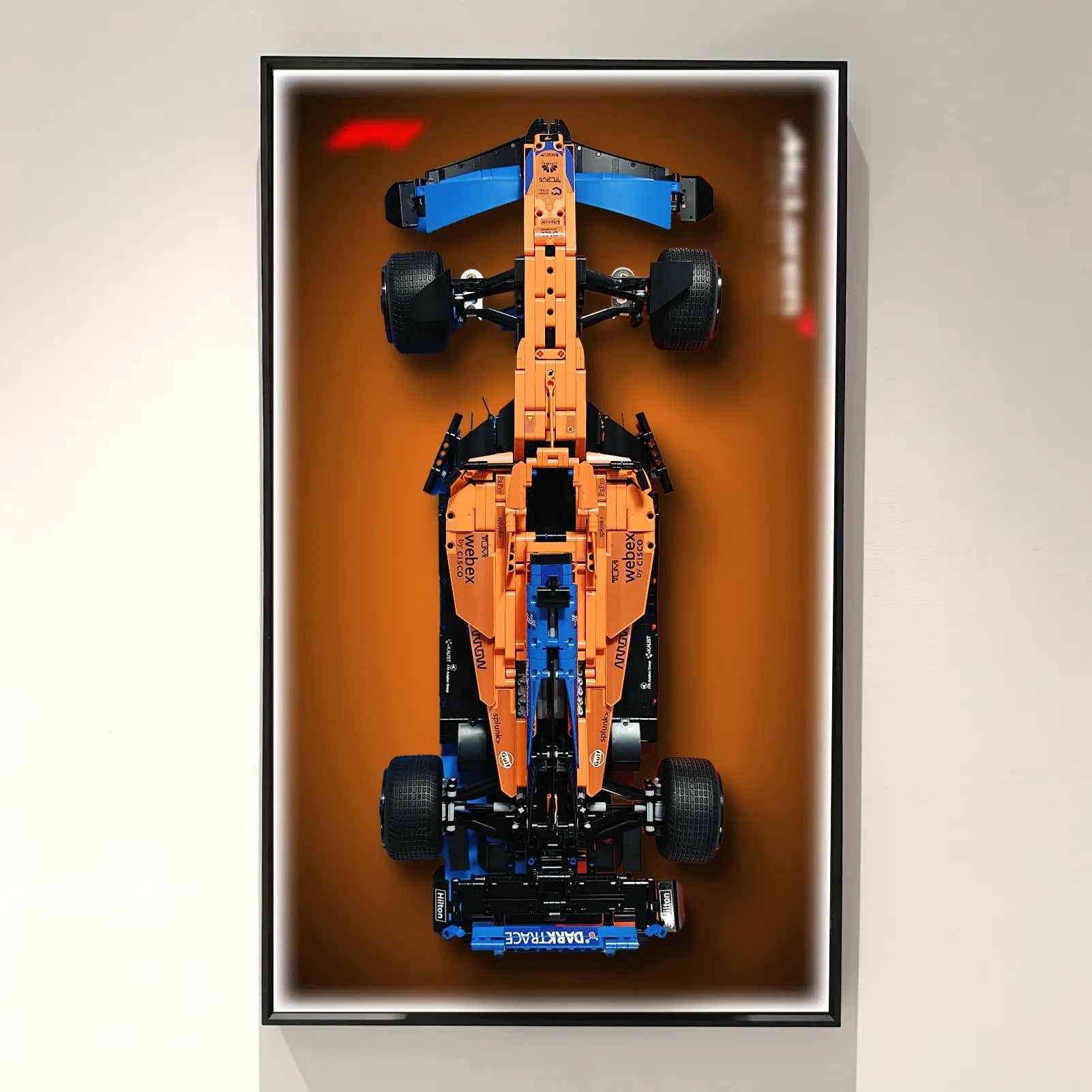 Lego Technic McLaren Formula 1 Race Car 42141 Wall Display Frame - Premium Showcase for Collectible Model Cars - Perfect for Home Office, Game Room & Man Cave Decor