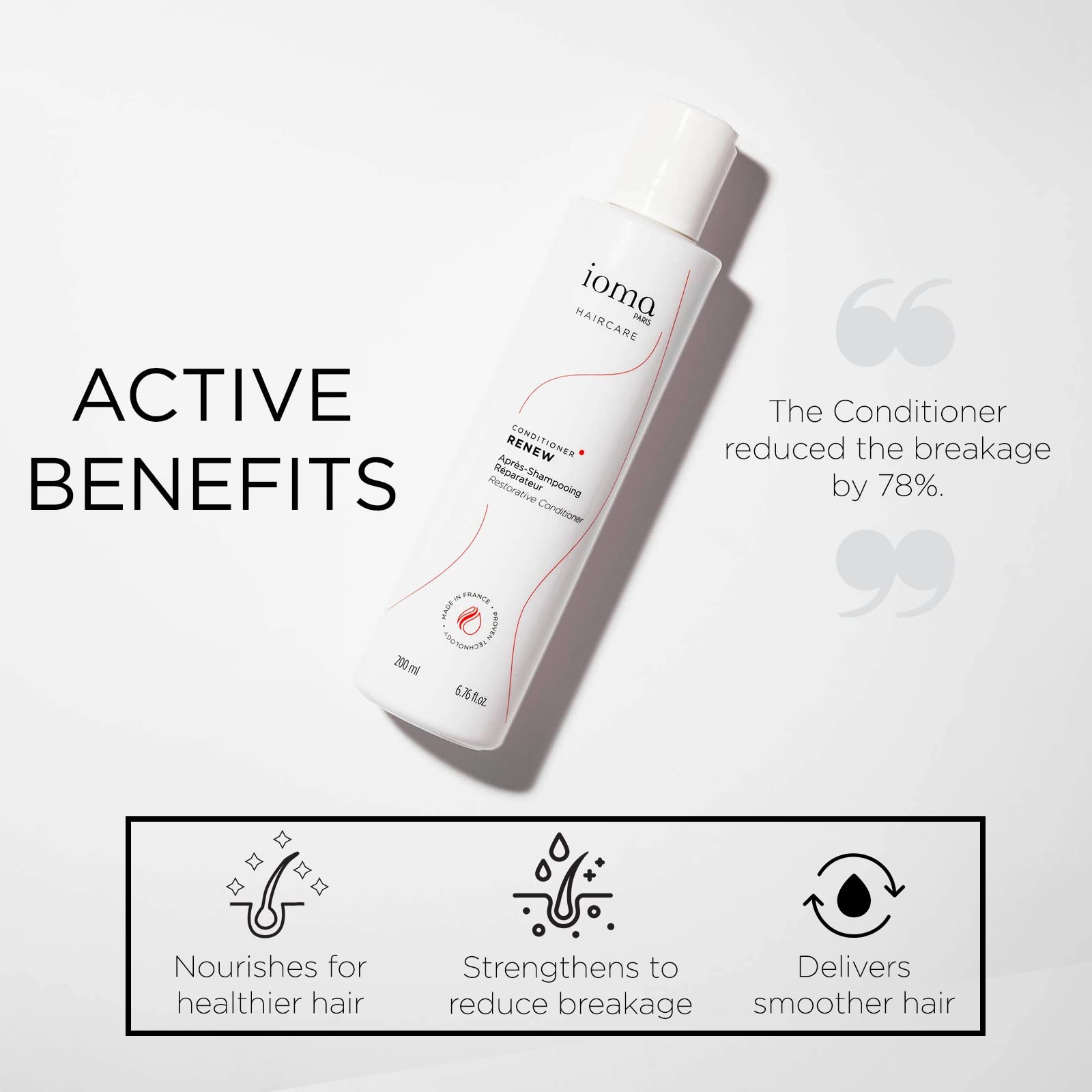 IOMA Paris RENEW Restorative Hair Conditioner - Repairs Damaged & Weak Hair, 200ml | Deep Moisturizing Treatment for Dry, Brittle Hair | Perfect for Daily Use & Salon-Quality Results at Home