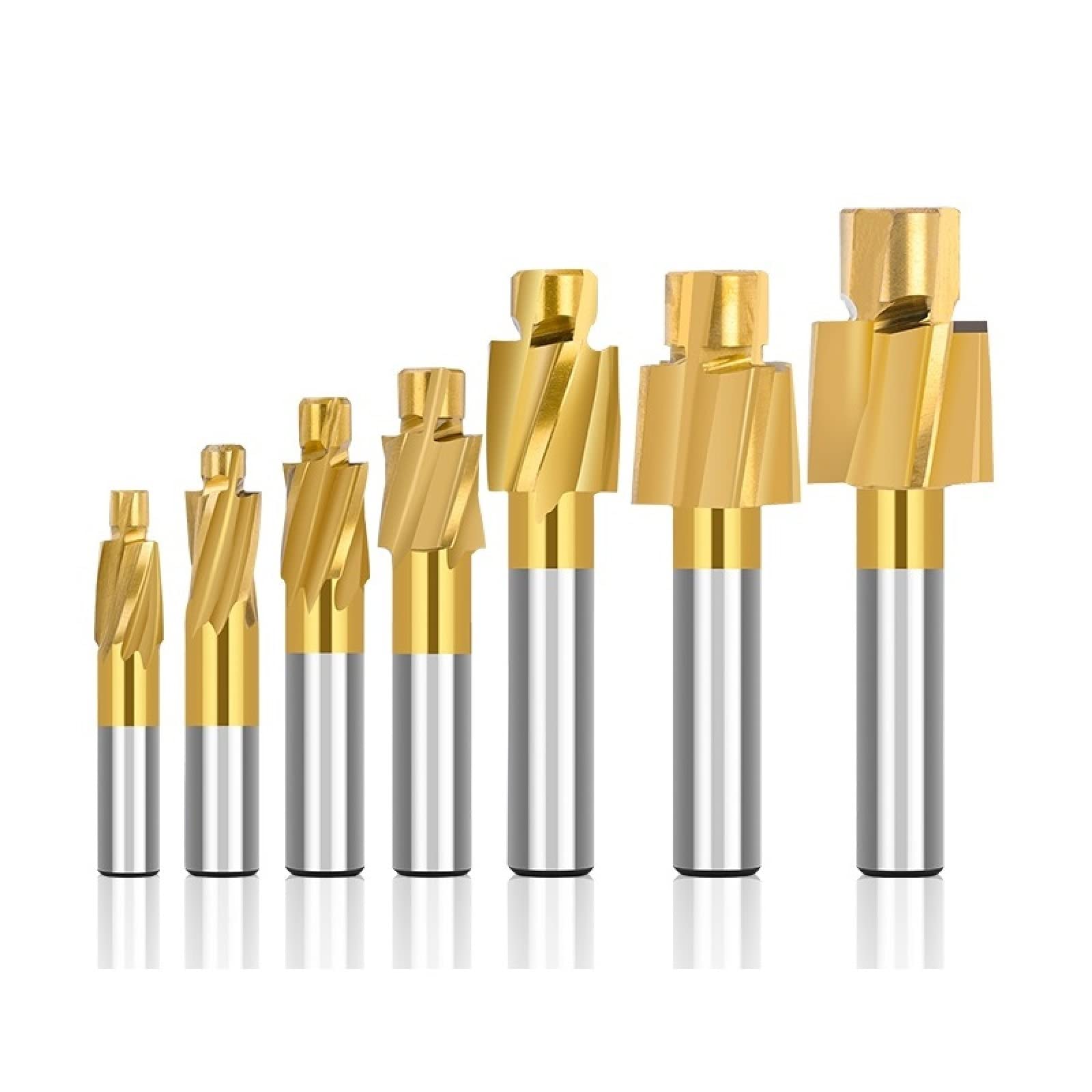 7pcs HSS Milling Cutter Set - M3 to M12 Counterbore End Mill with Pilot for Slotting | Perfect for Metalworking, Woodworking & DIY Projects