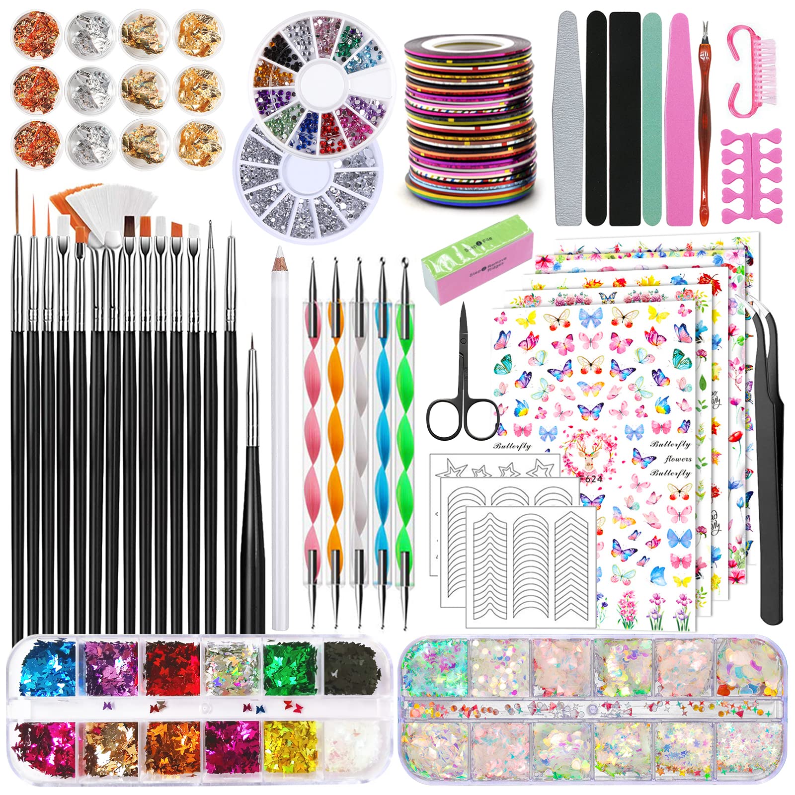 TAVADA 23-Piece Professional Nail Art Kit with Brushes, Dotting Tools & Striping Tape - Complete Starter Set for Salon-Quality Manicures at Home | Perfect for DIY Nail Designs, Gel Polish Application & Creative Nail Art